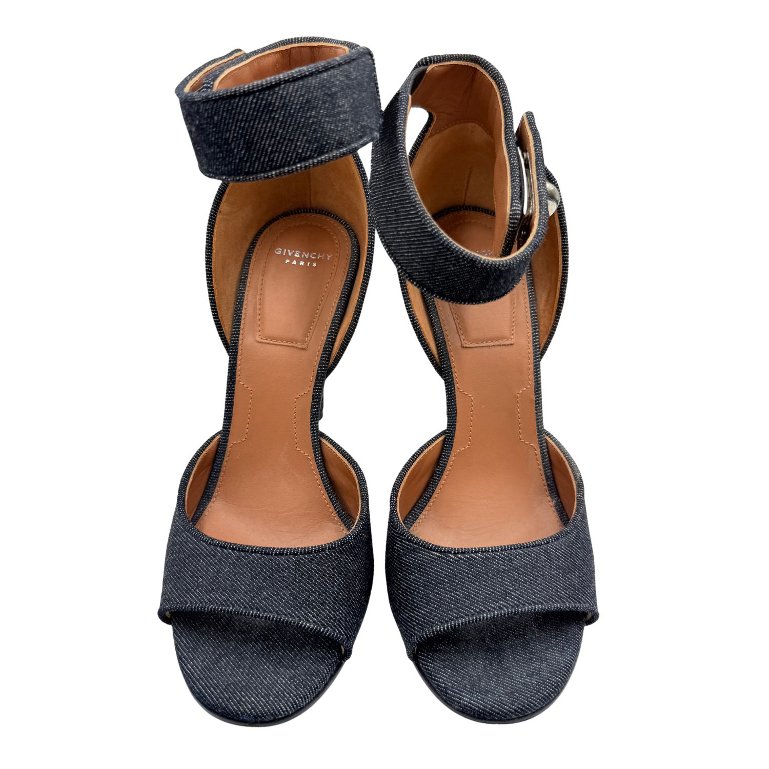 Givenchy Denim Open Toe Heeled Sandals Grey
