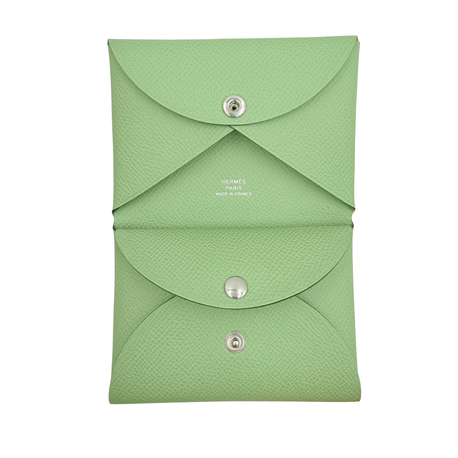 Hermès Calvi Duo Compact Card Holder Vert Criquet