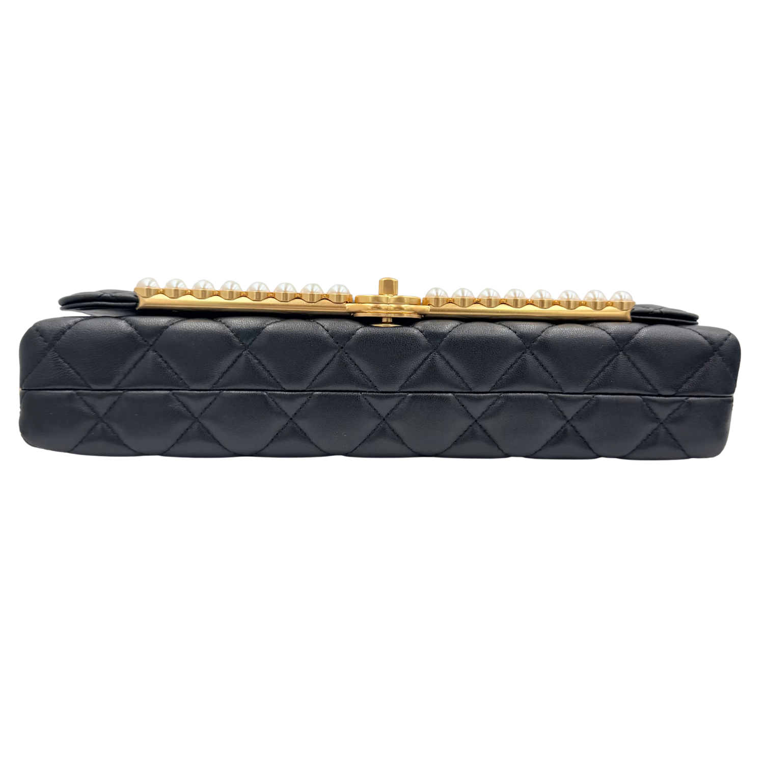 Chanel Quilted Pearl Flap Clutch Black