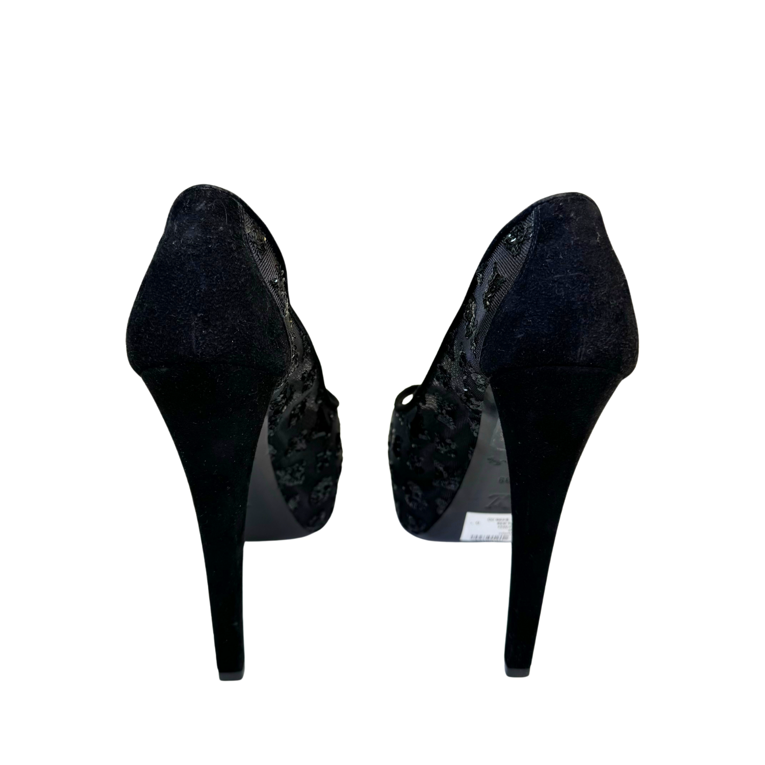 Louis Vuitton Sequin Monogram Peep-Toe Pumps Black