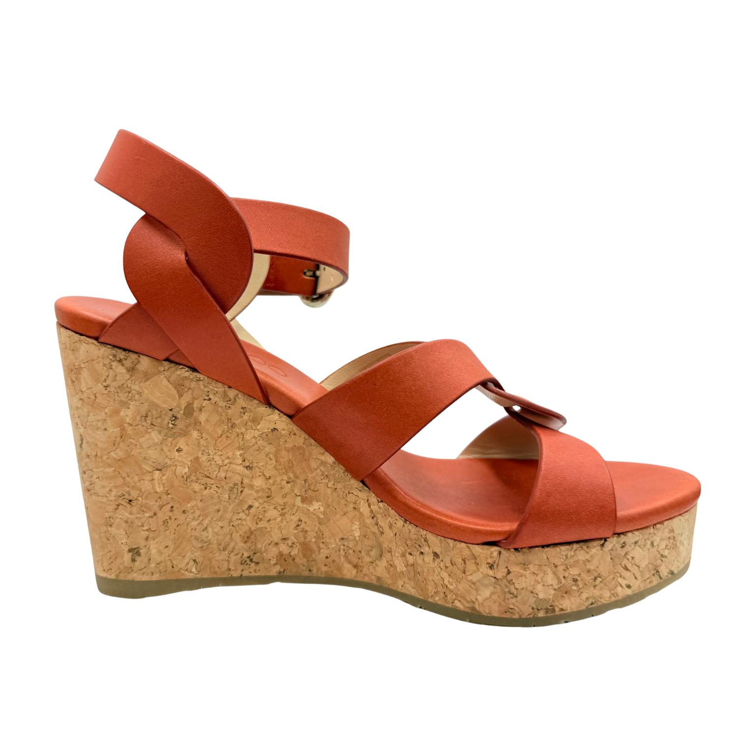 Jimmy Choo Leather Wedge Sandals Orange