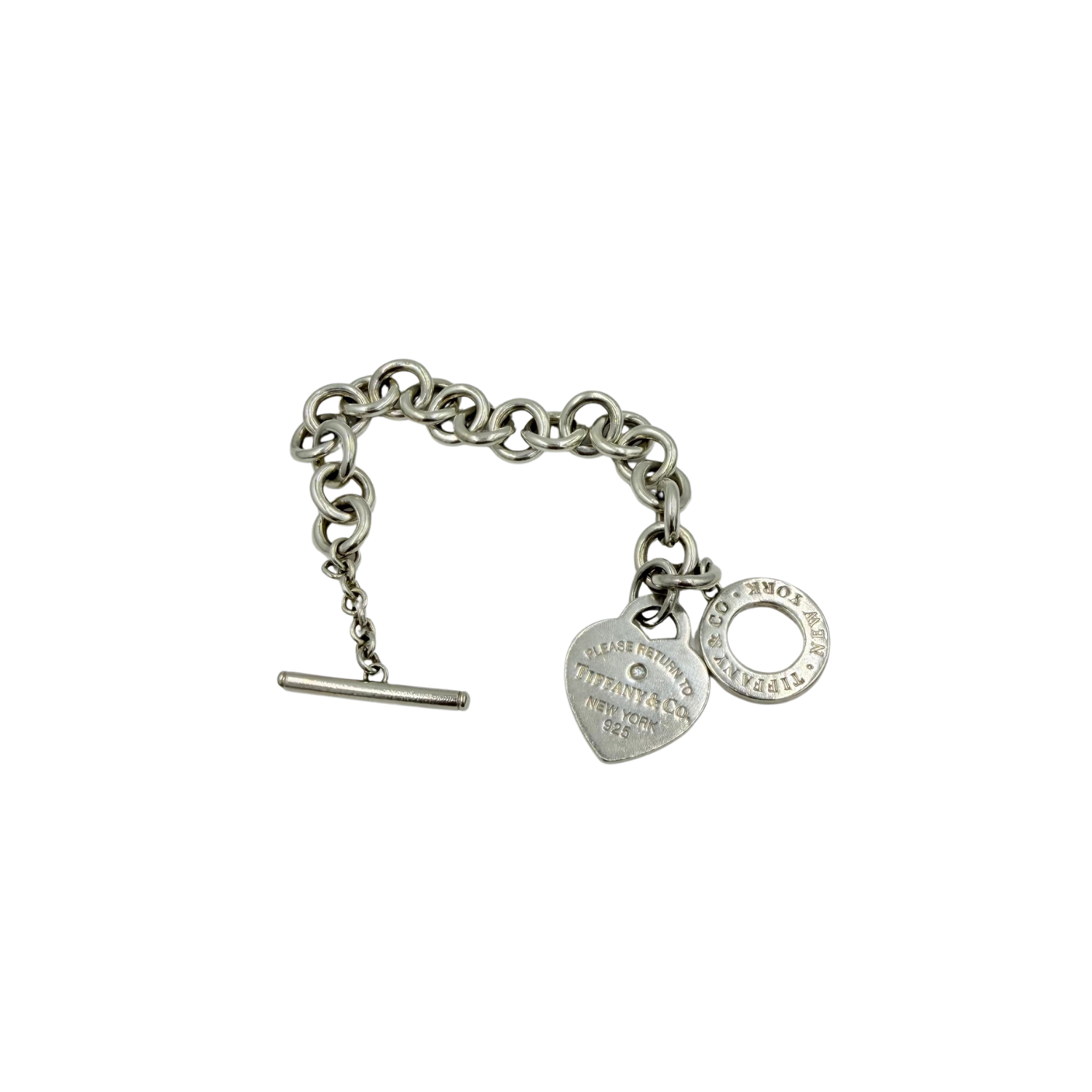 Tiffany & Co. XS Heart Tag with Diamond Toggle Bracelet Silver