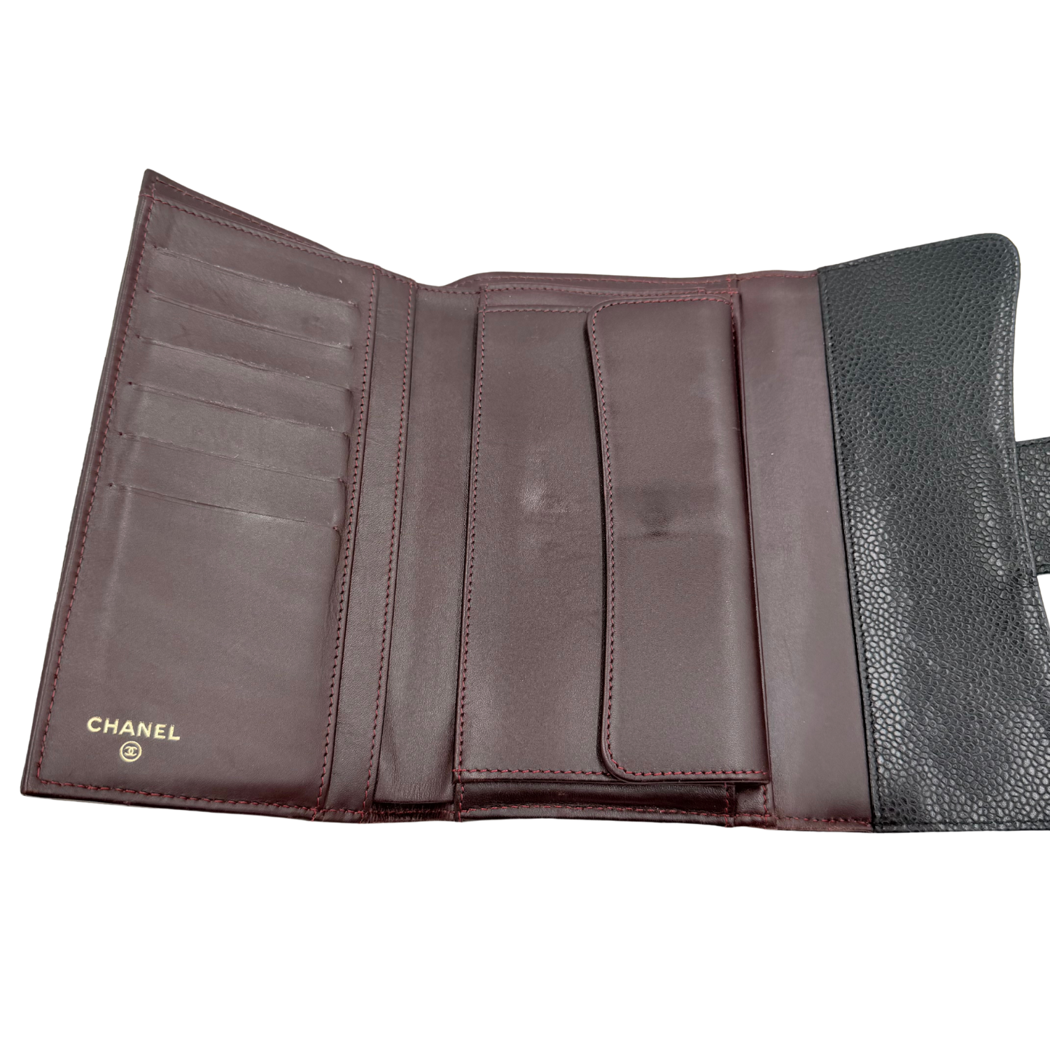 Large Quilted Flap Wallet Black