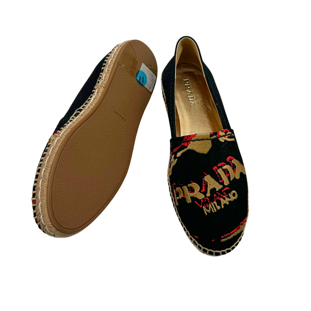 Prada Embroidered Canvas Espadrilles