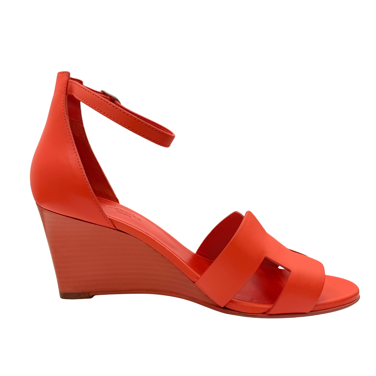 Hermès Calfskin Legend Wedge Sandals Pavot