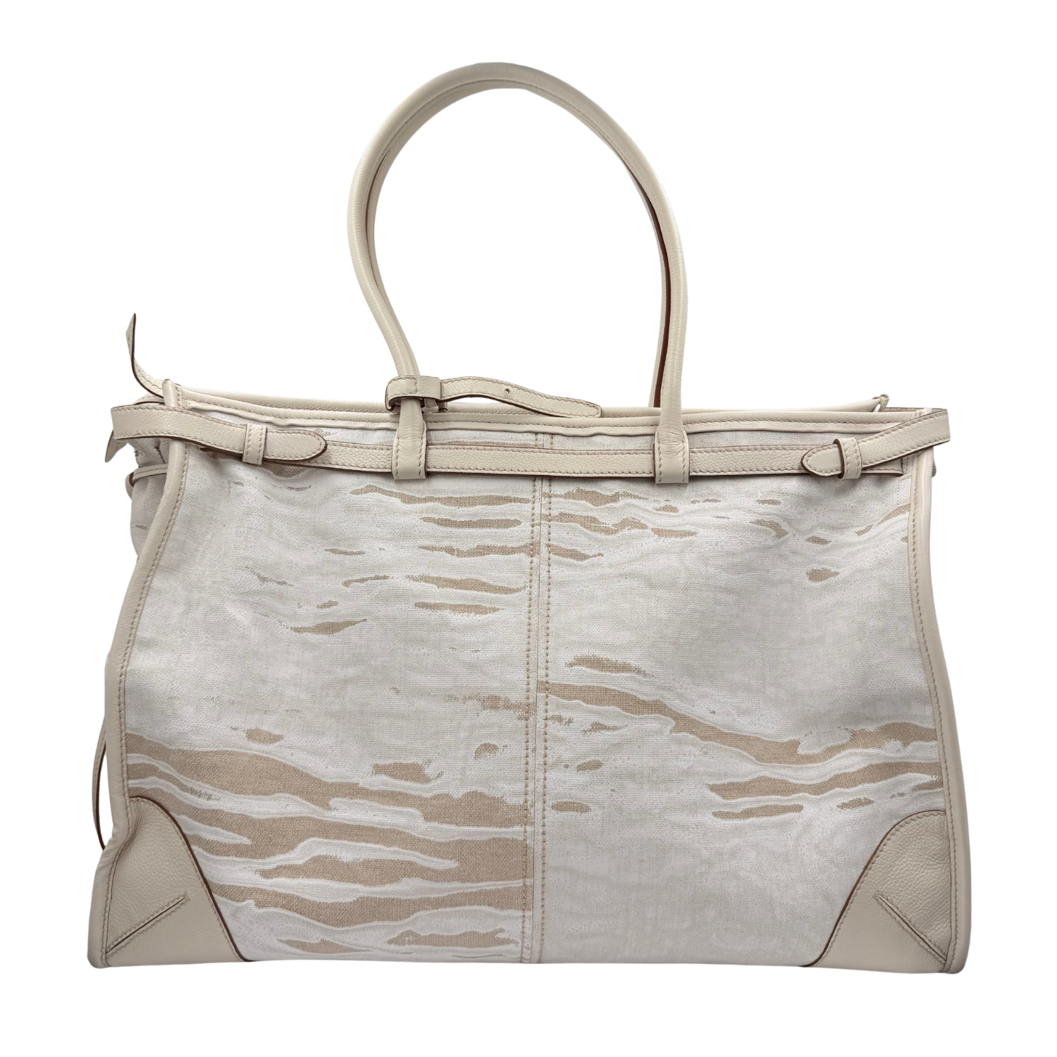 Prada Large Bonnie Printed Linen Tote Bag