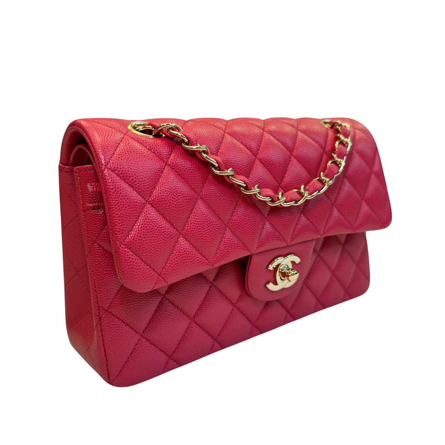 Chanel Small Classic Double Flap Raspberry Red