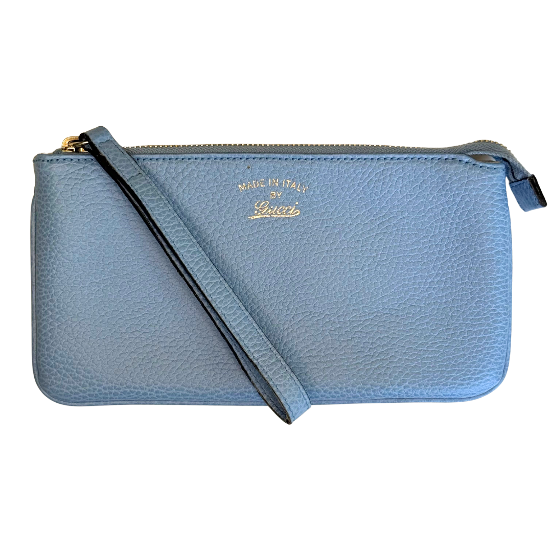 Gucci Blue Leather Swing Pouch