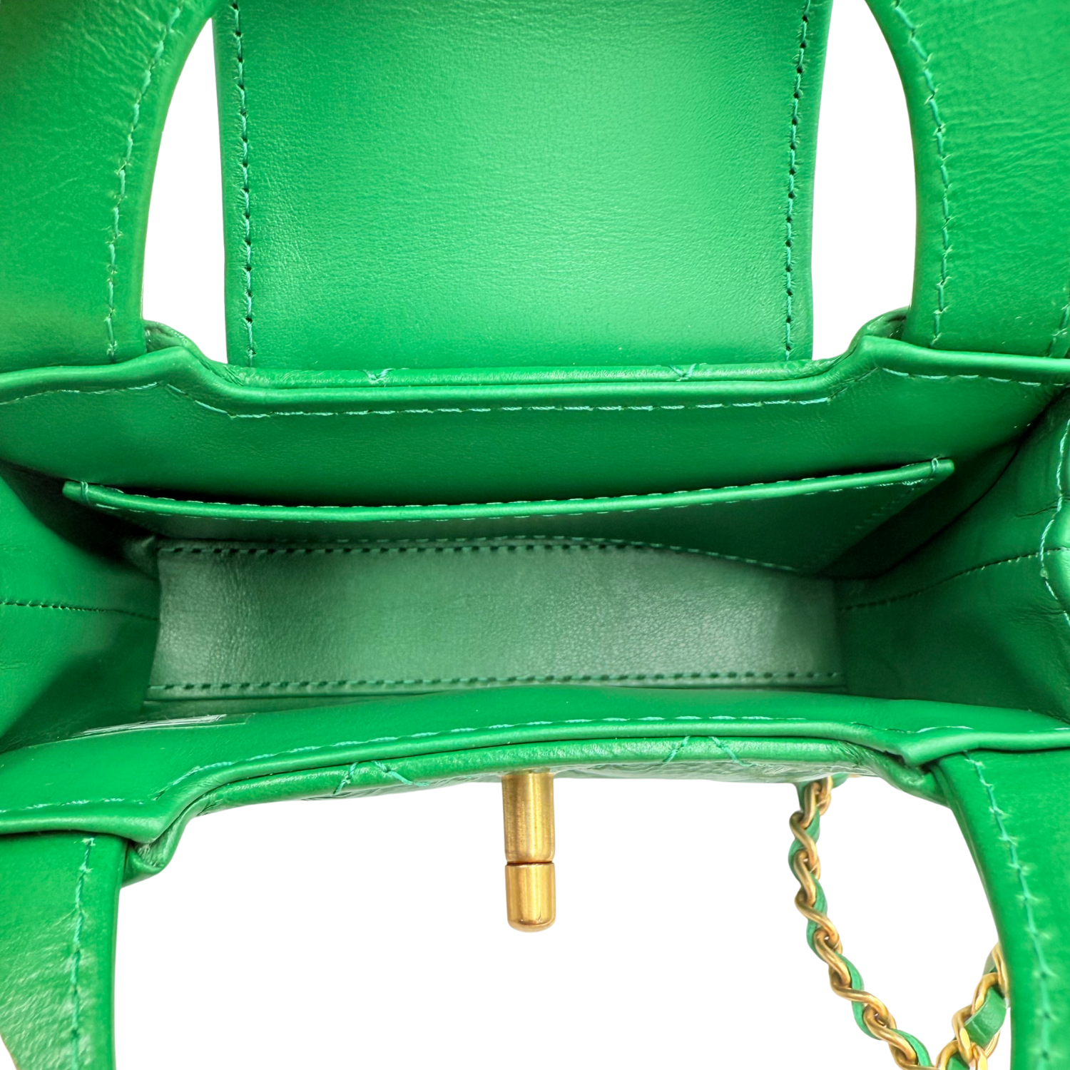 Chanel Quilted Nano Kelly Shopper Green