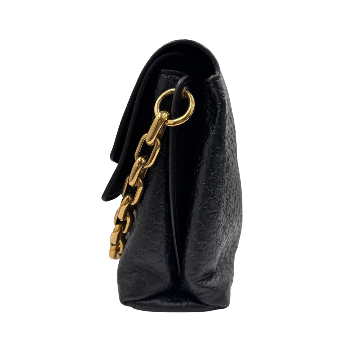Large Microguccissima Monogram Flap Bag Black