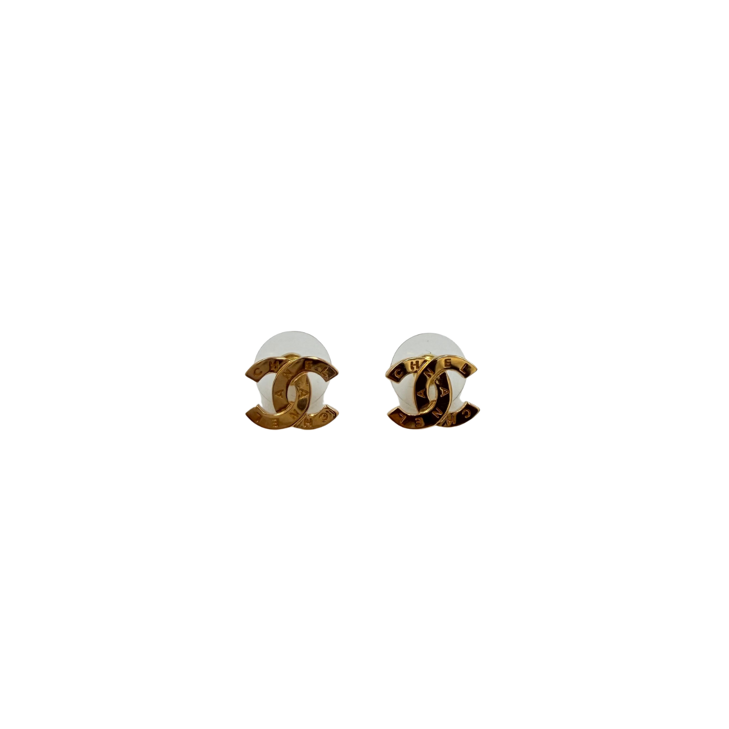 Small CC with Logo Stud Earrings