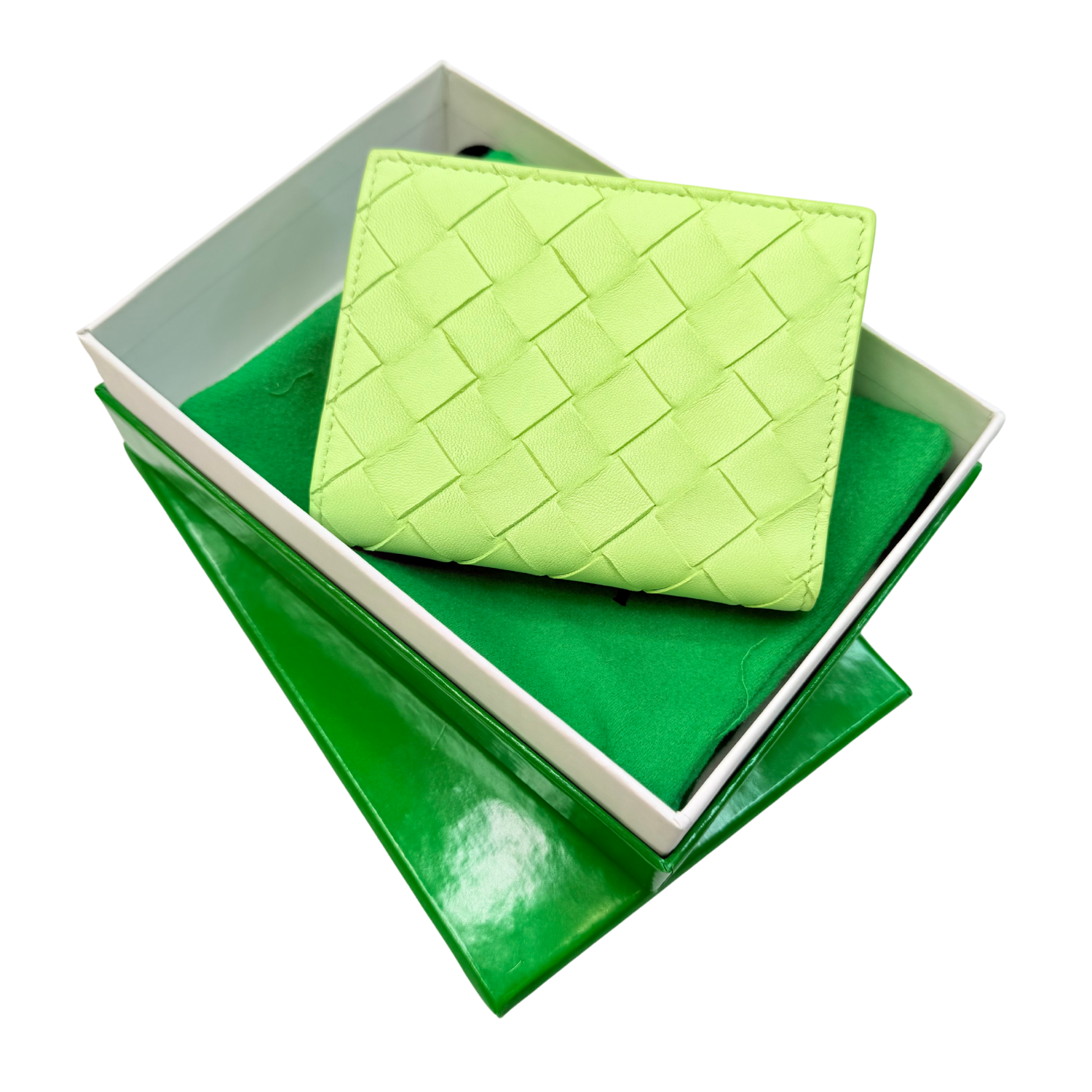 Bottega Veneta Intrecciato Small BiFold Wallet Light Green