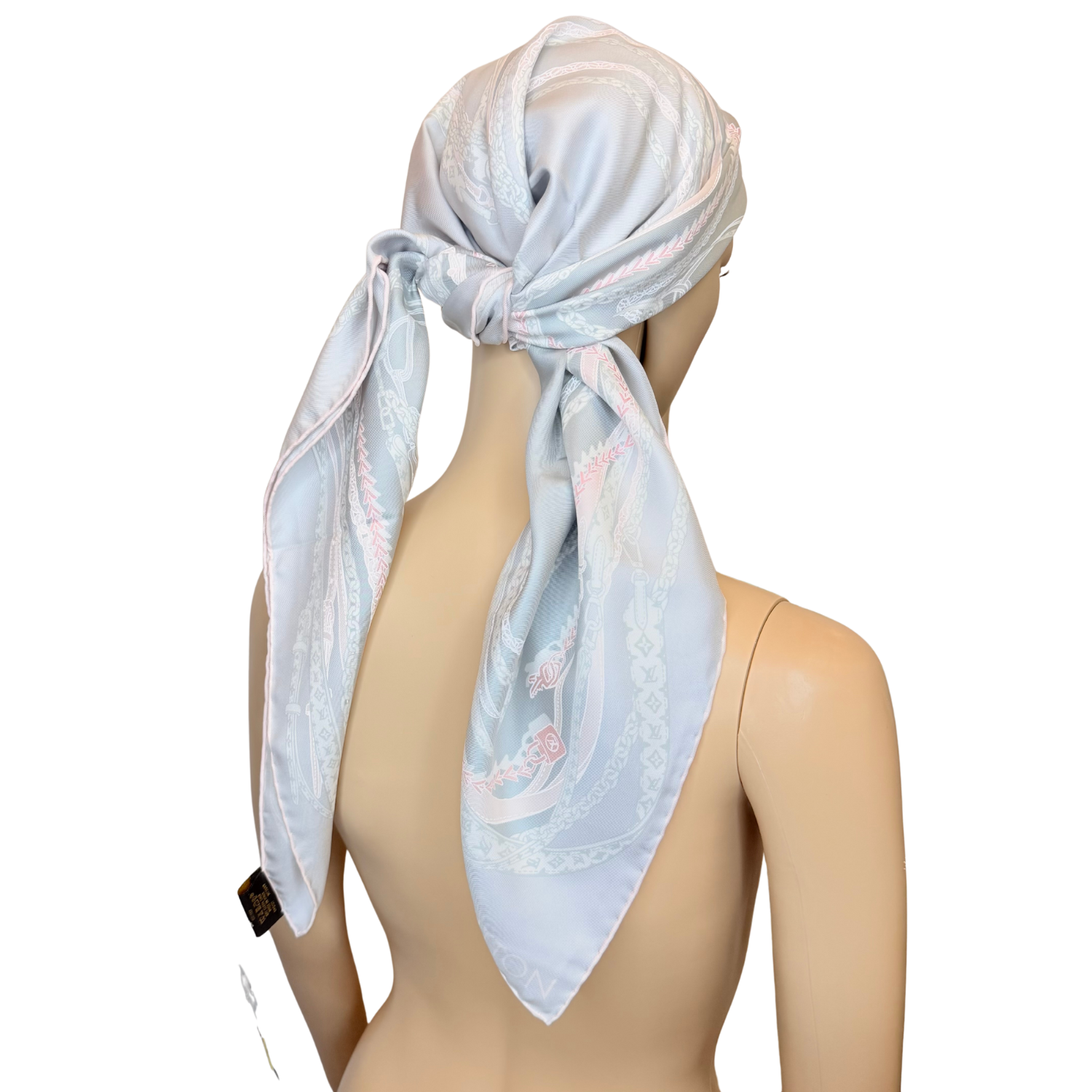 Louis Vuitton Silk Scarf Pink and Grey