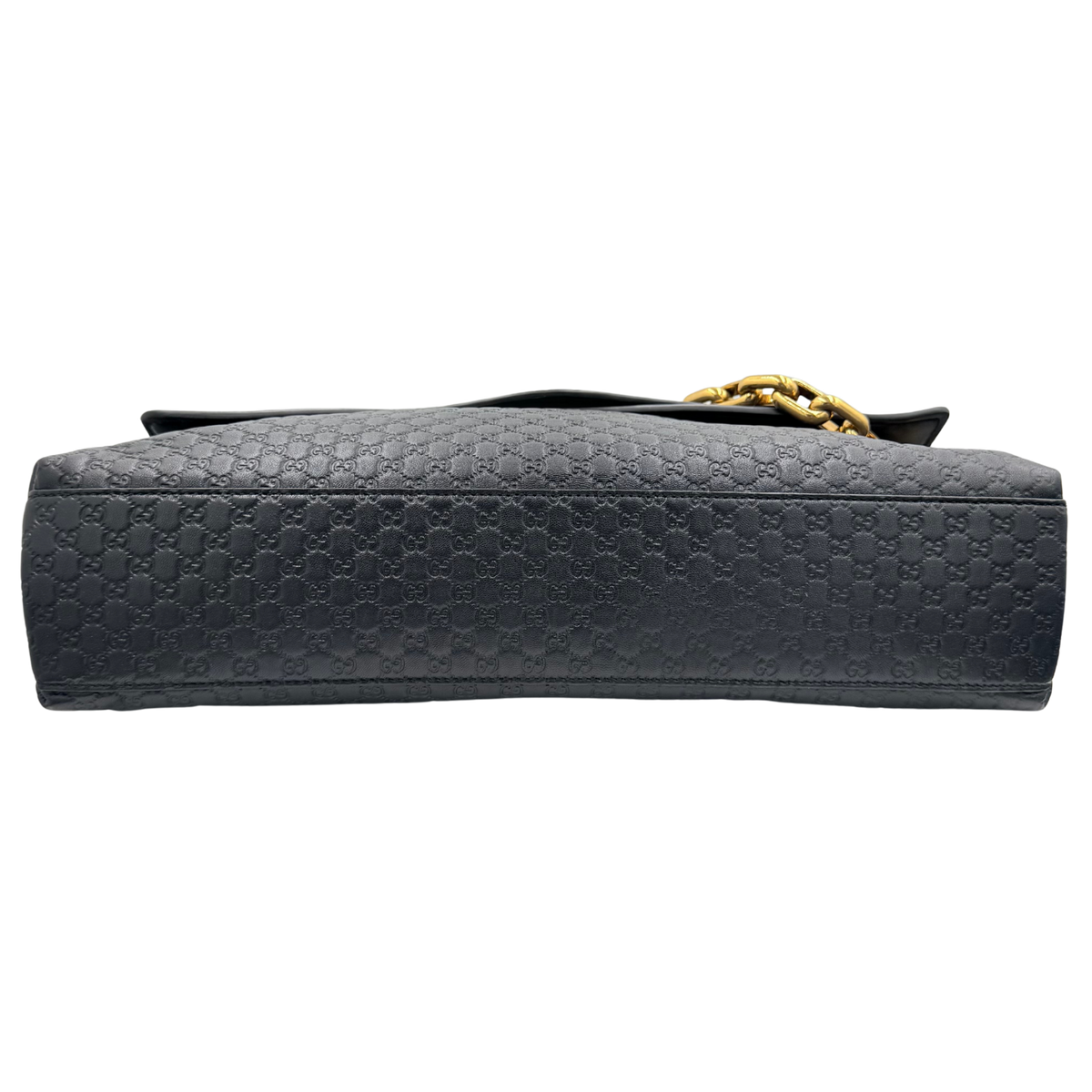 Large Microguccissima Monogram Flap Bag Black