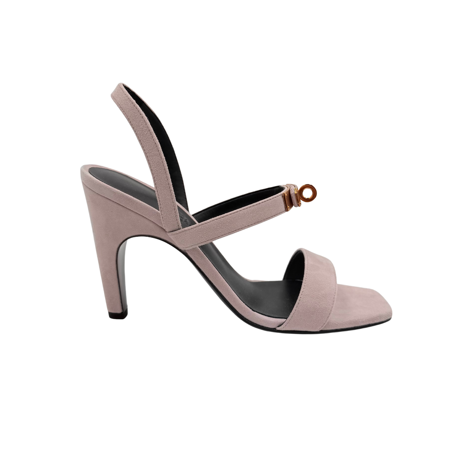 Hermès Suede Goatskin Glamour 95  Heeled Sandals Rose Porcelaine Size 36.5