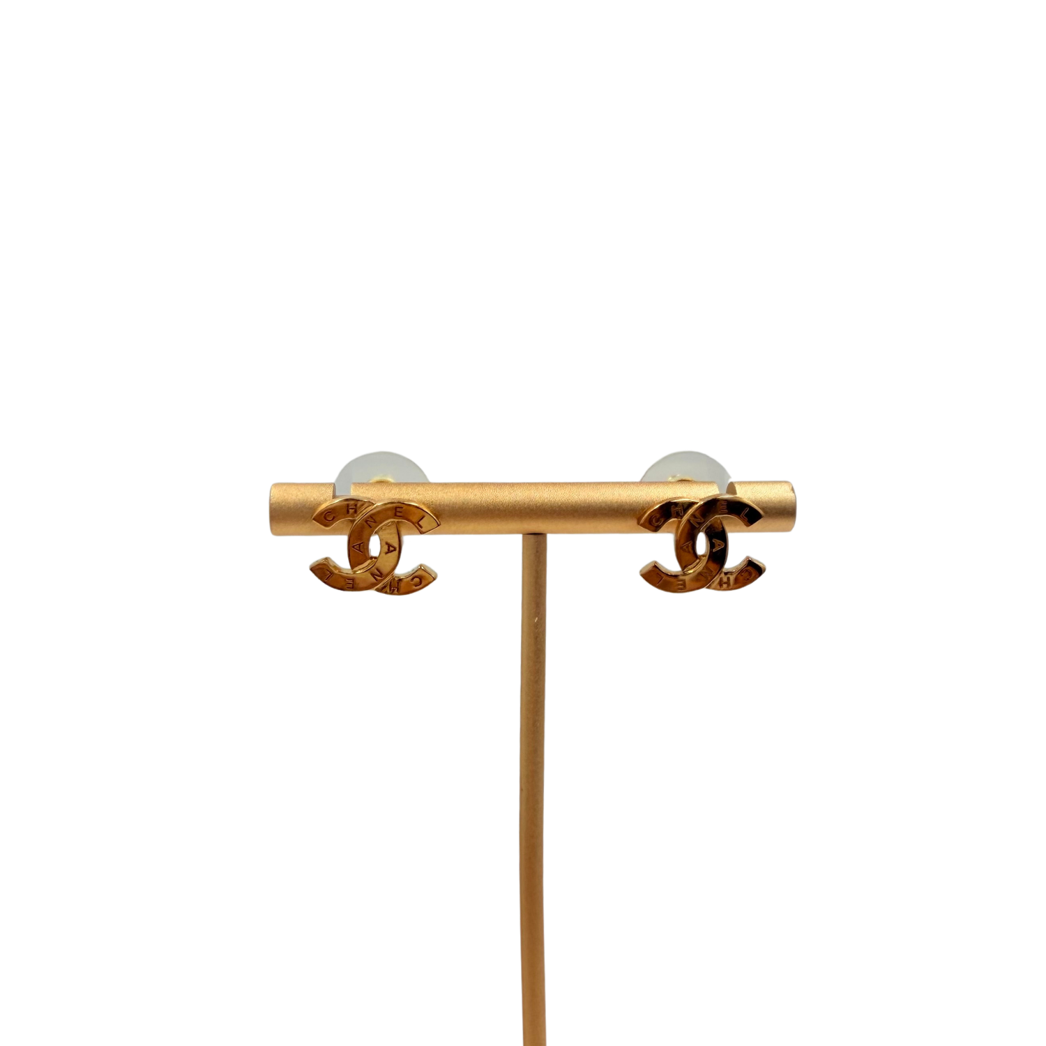Small CC with Logo Stud Earrings