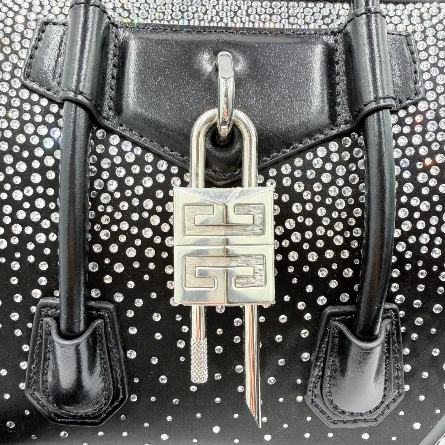 Mini Antigona Crystal Embellished Bag Black