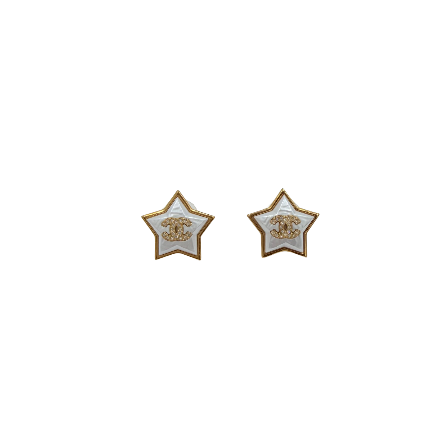 Medium CC Pearl Star with Crystal Stud Earrings