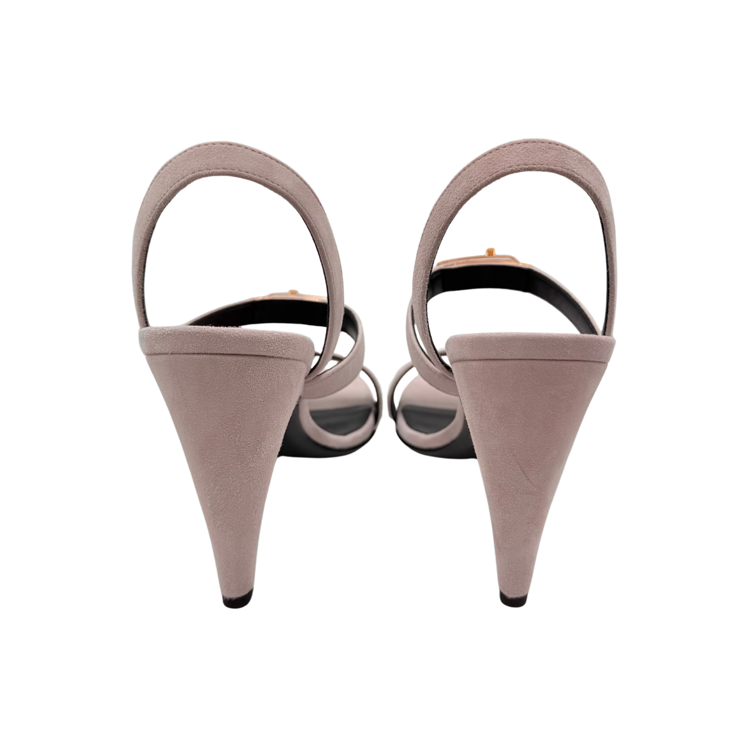 Hermès Suede Goatskin Glamour 95  Heeled Sandals Rose Porcelaine Size 36.5