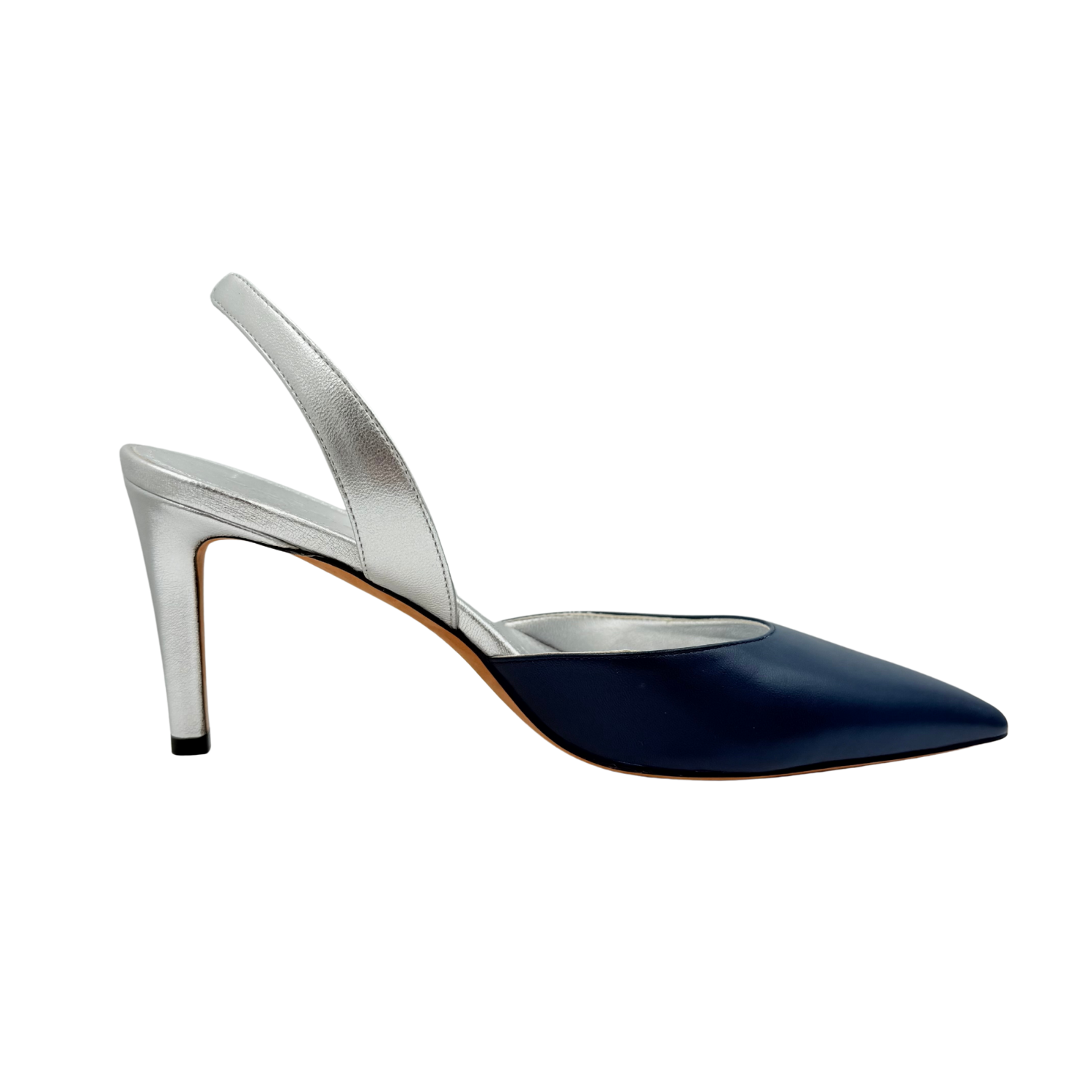 Manolo Blahnik Leather Slingback Pumps Navy