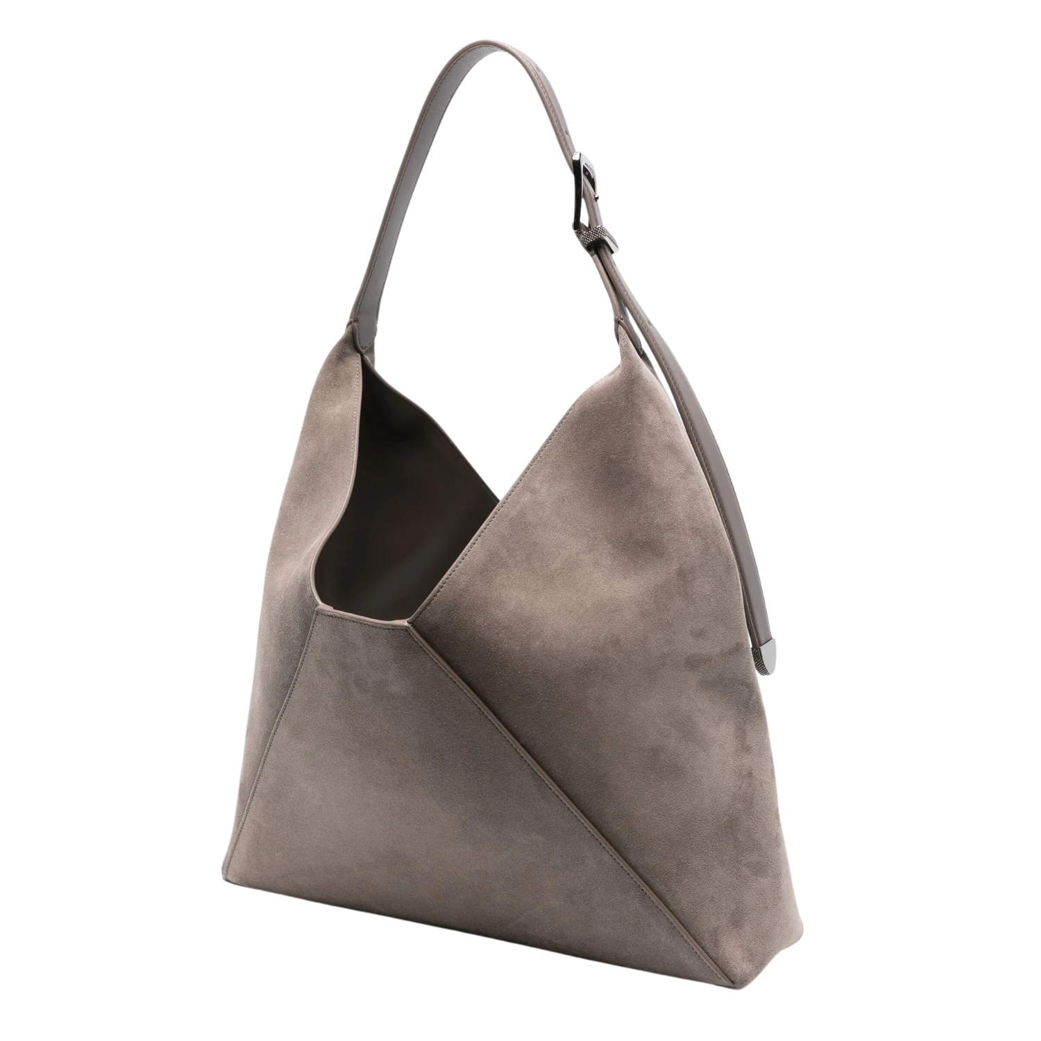 Brunello Cucinelli Buckle Suede Hobo Bag Ossido