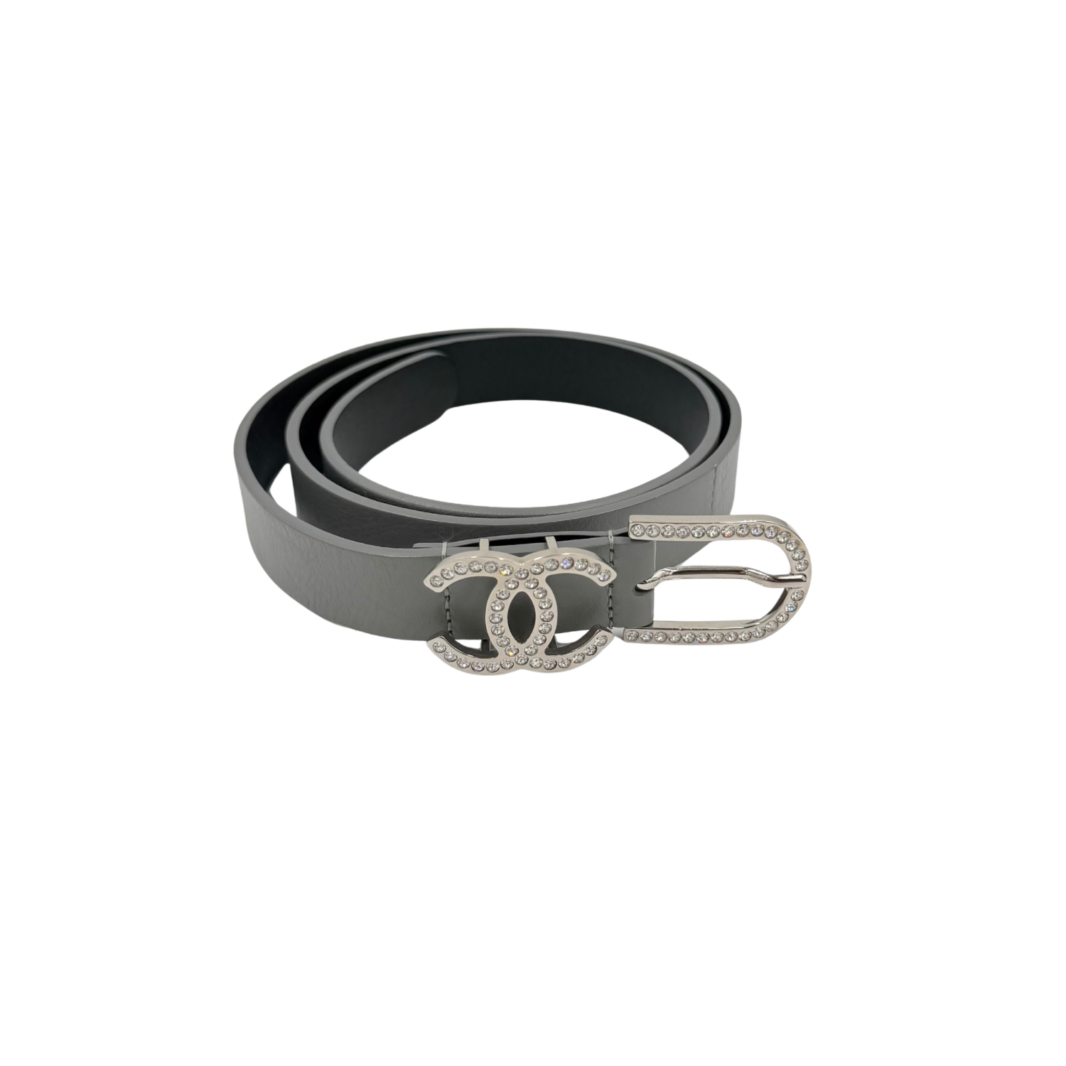 Chanel Calfskin Crystal CC Belt 70 Light Gray