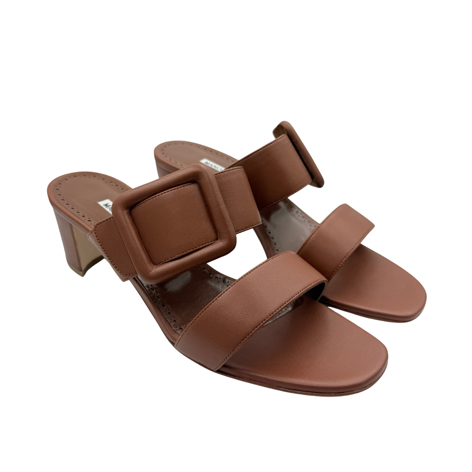 Manolo Blahnik Titubanew Nappa Open Toe Heeled Mules