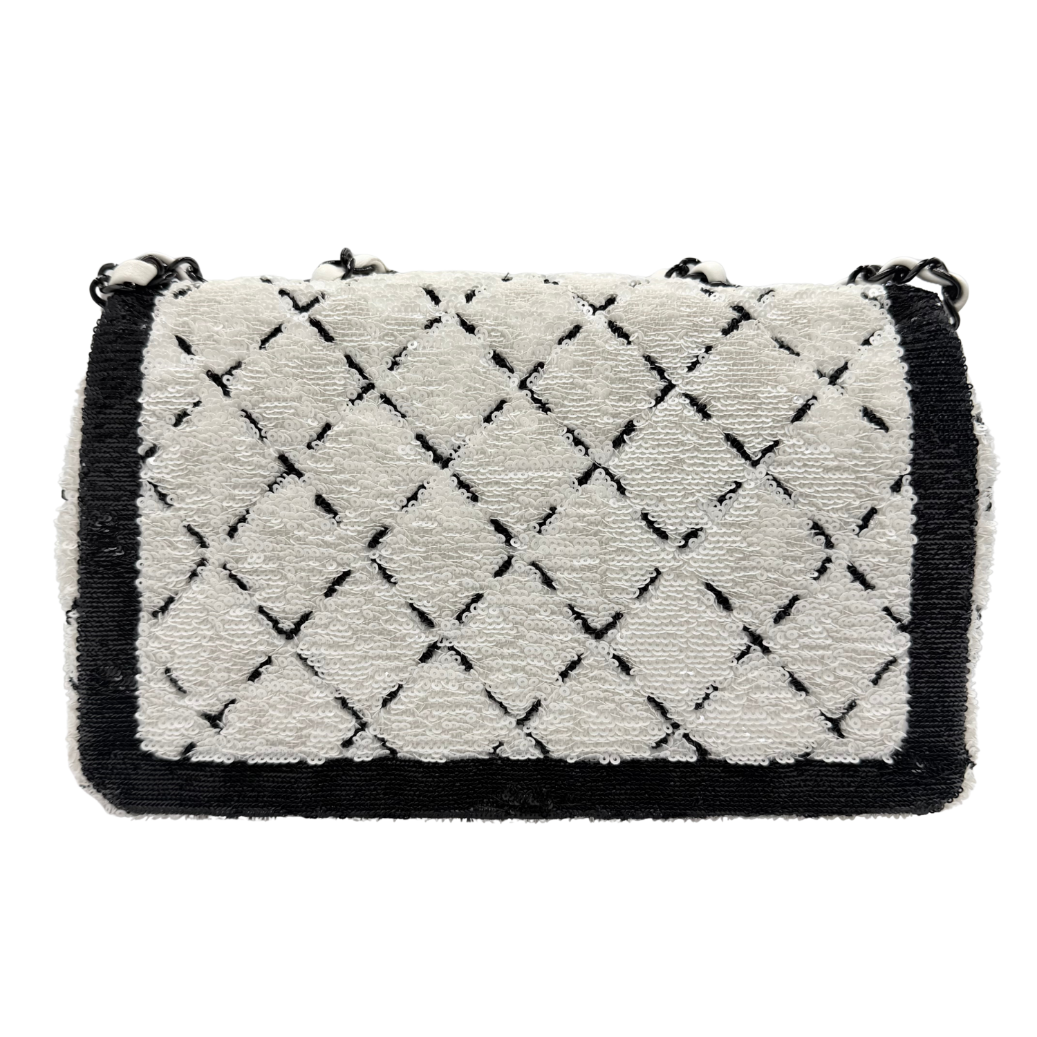 Chanel Medium Sequin Flap Bag Black White