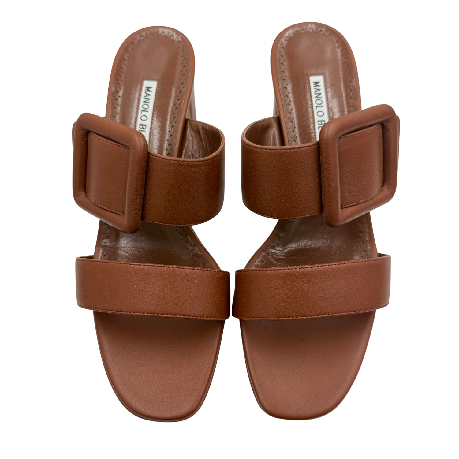 Manolo Blahnik Titubanew Nappa Open Toe Heeled Mules