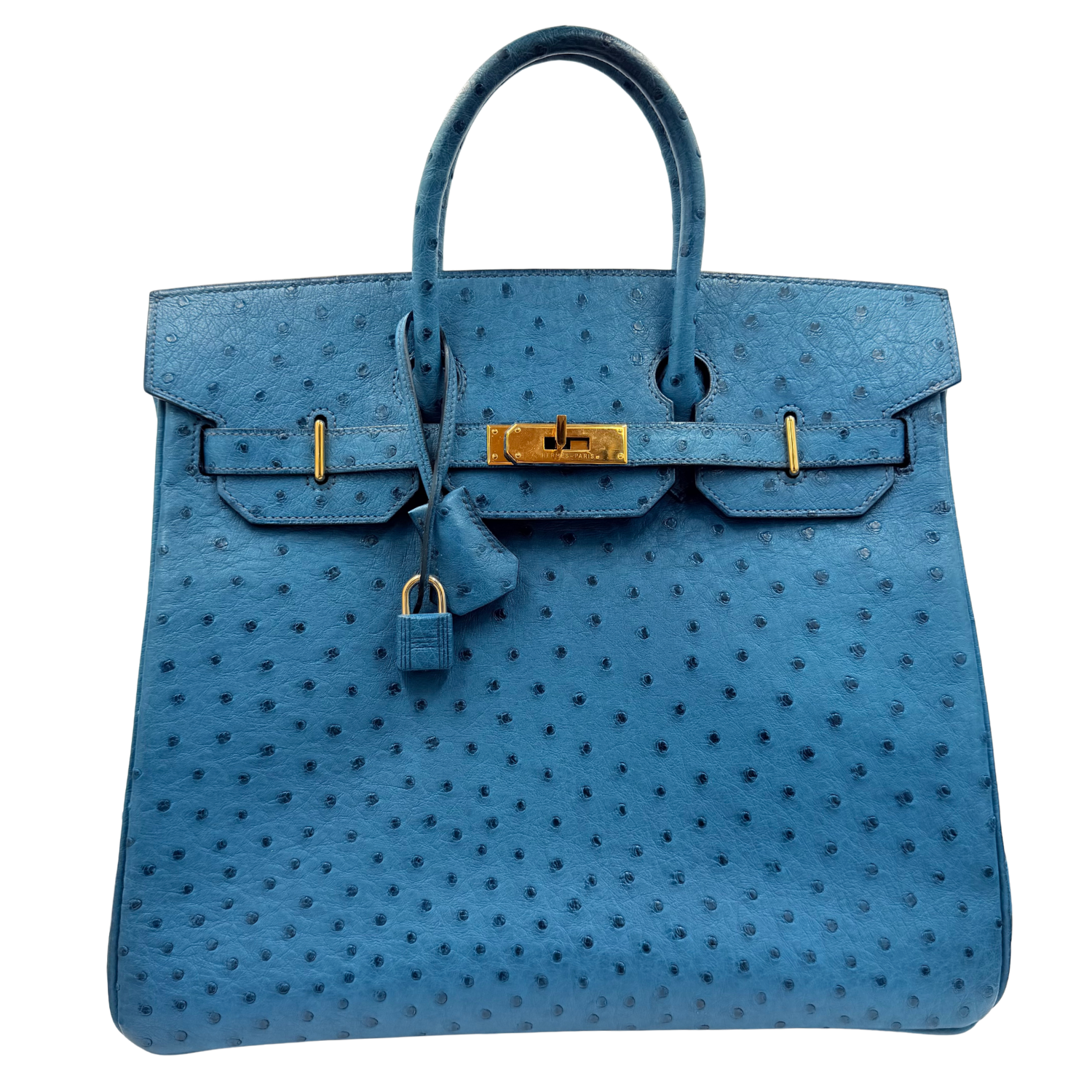 Bleu Roi Ostrich HAC Birkin 32 Gold Hardware