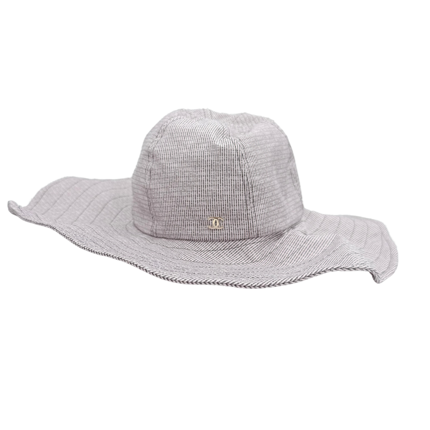 Chanel Wide Brimmed Floppy Sun Hat Striped