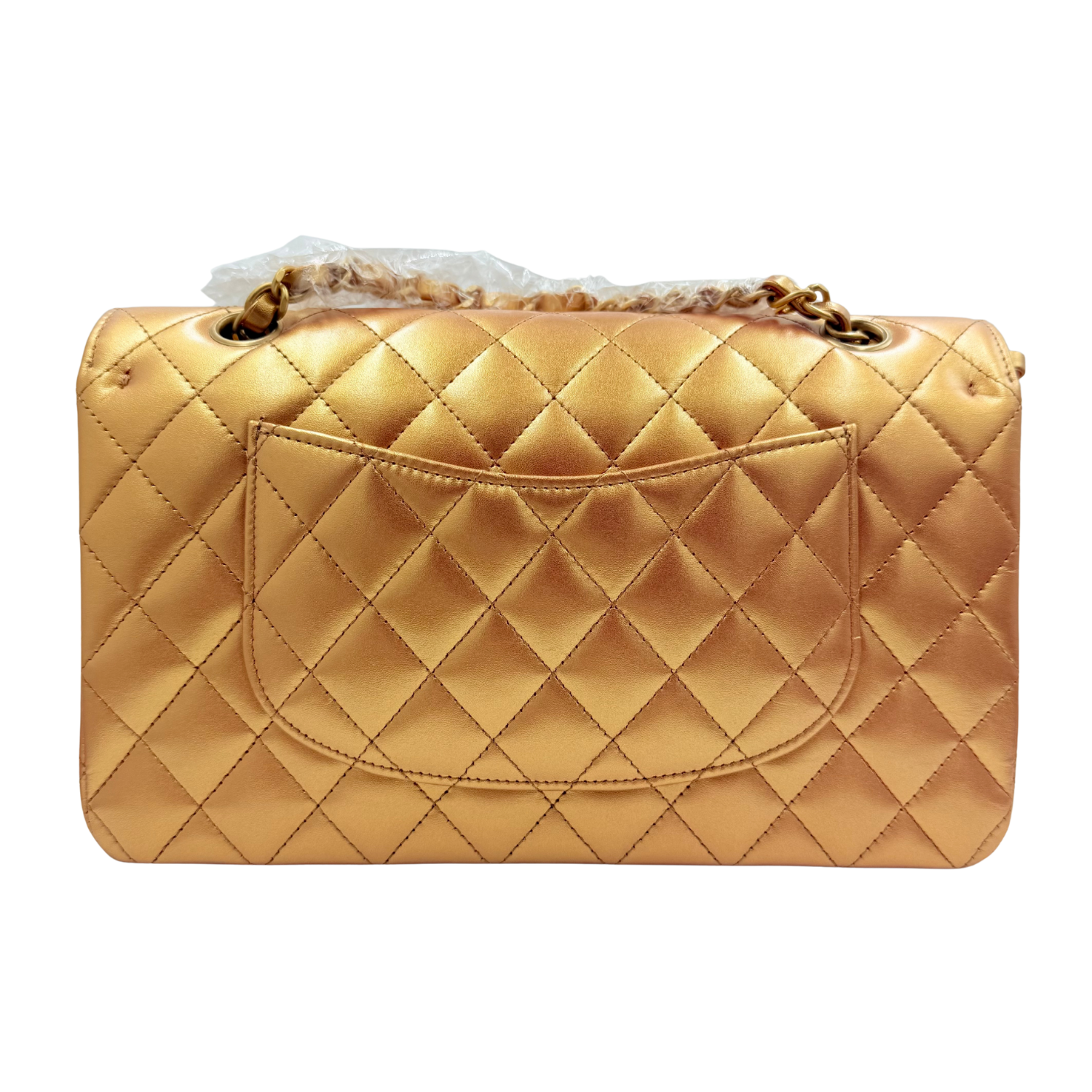Chanel Classic Medium Metallic Double Flap Bag Iridescent Gold