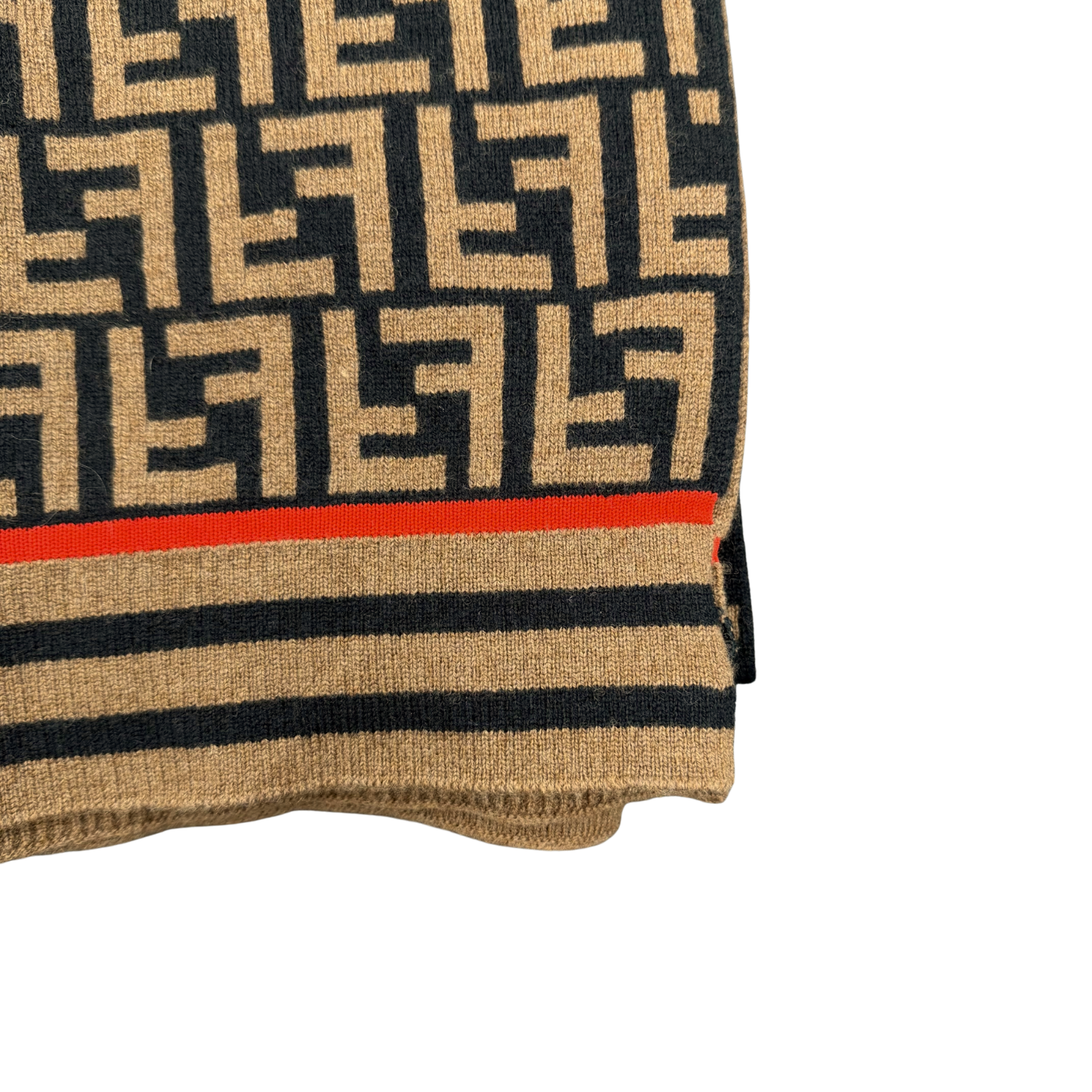 Fendi Zucca FF Cashmere Scarf Brown