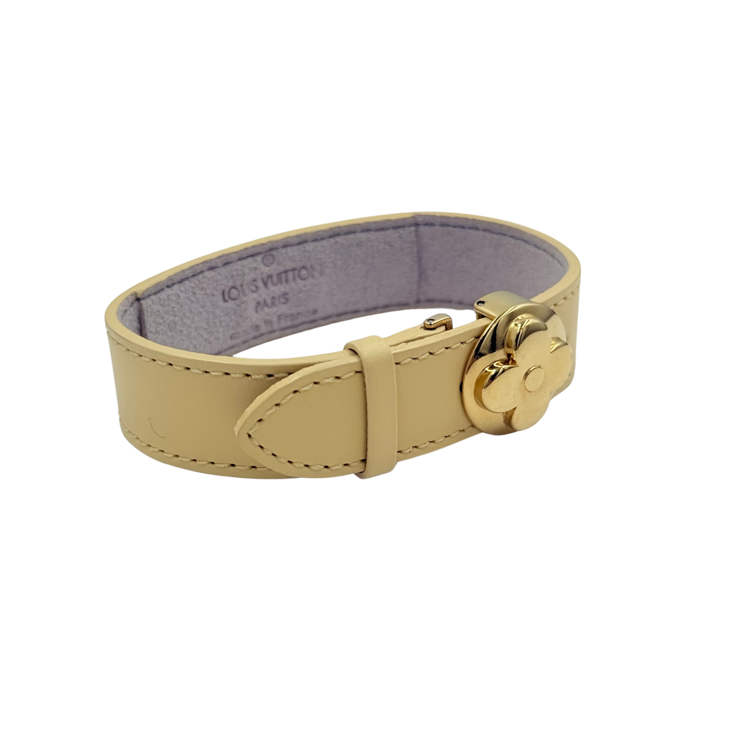Louis Vuitton Leather Monogram Wish Bracelet Gold