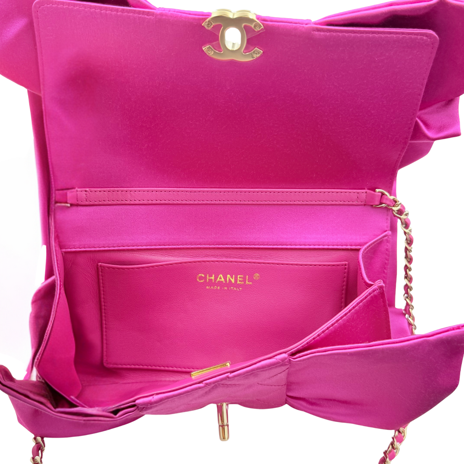 Chanel Quilted Bow Clutch Fuschia