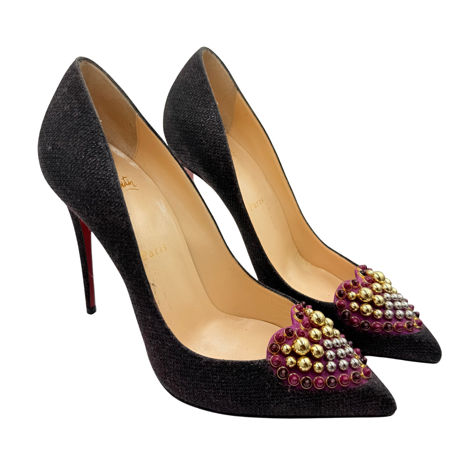 Christian Louboutin Glitter Studded Accents Pumps