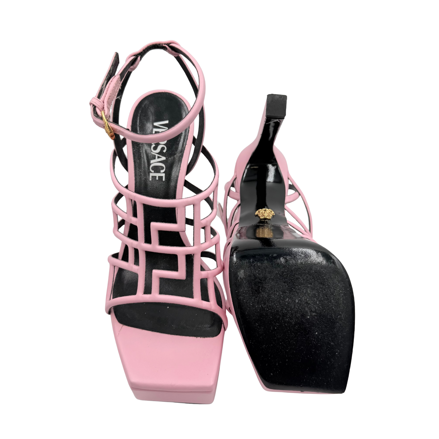 Versace Leather Platform Heels Pink