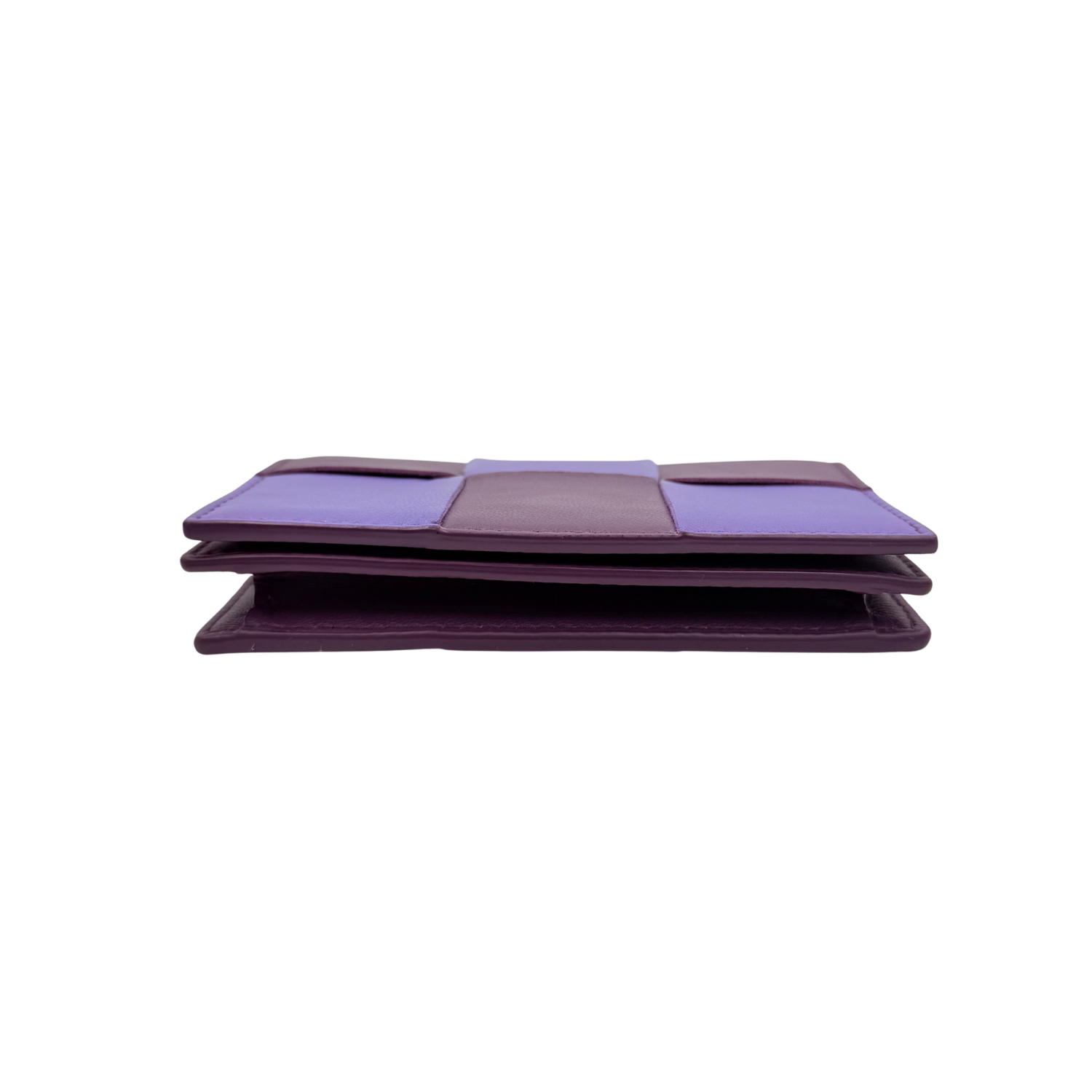 Bottega Veneta Small Intrecciato Leather Cassette Flap Card Case Two Tone Purple