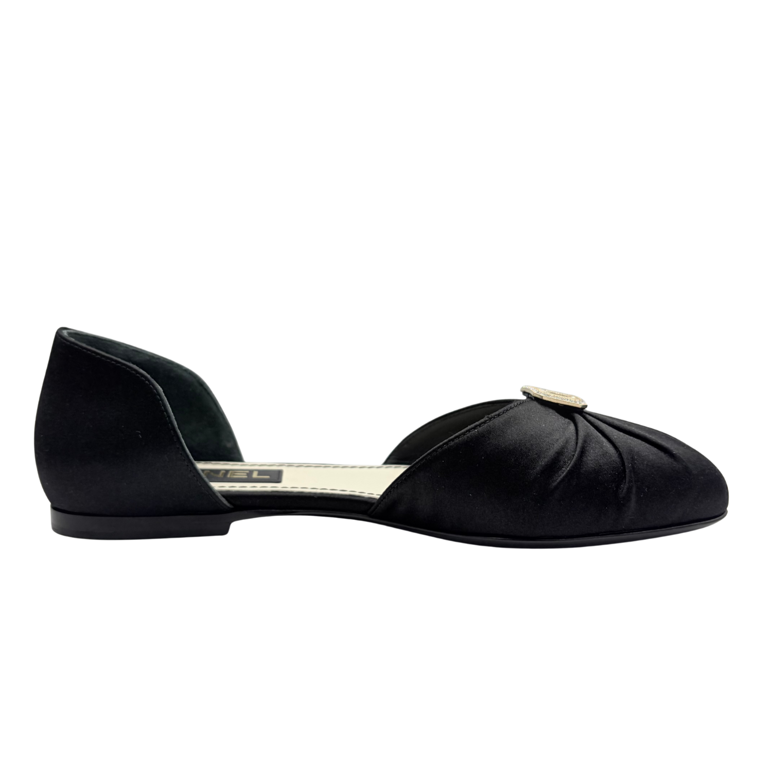 Chanel Interlocking CC Satin D'Orsay Flats Black