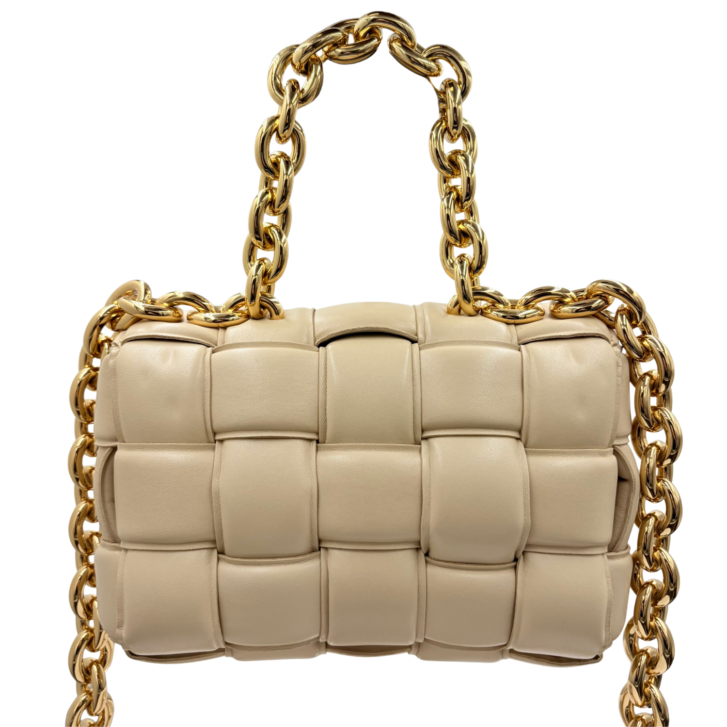 Bottega Veneta Intrecciato Chain Padded Cassette Beige