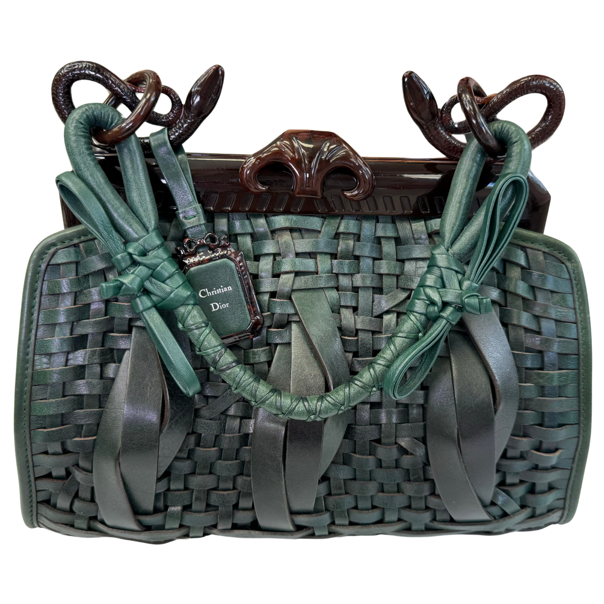 Christian Dior Green Samourai 1947 Limited Edition Frame Bag Christian Dior Green Samourai 1947 Limited Edition Frame Bag