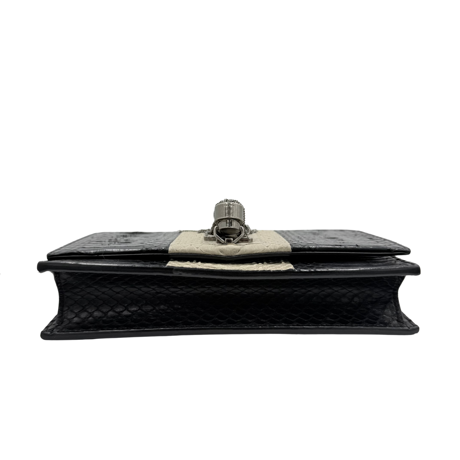 Yves Saint Laurent Small Classic Monogram Tassel Wallet on Chain Black Ecru