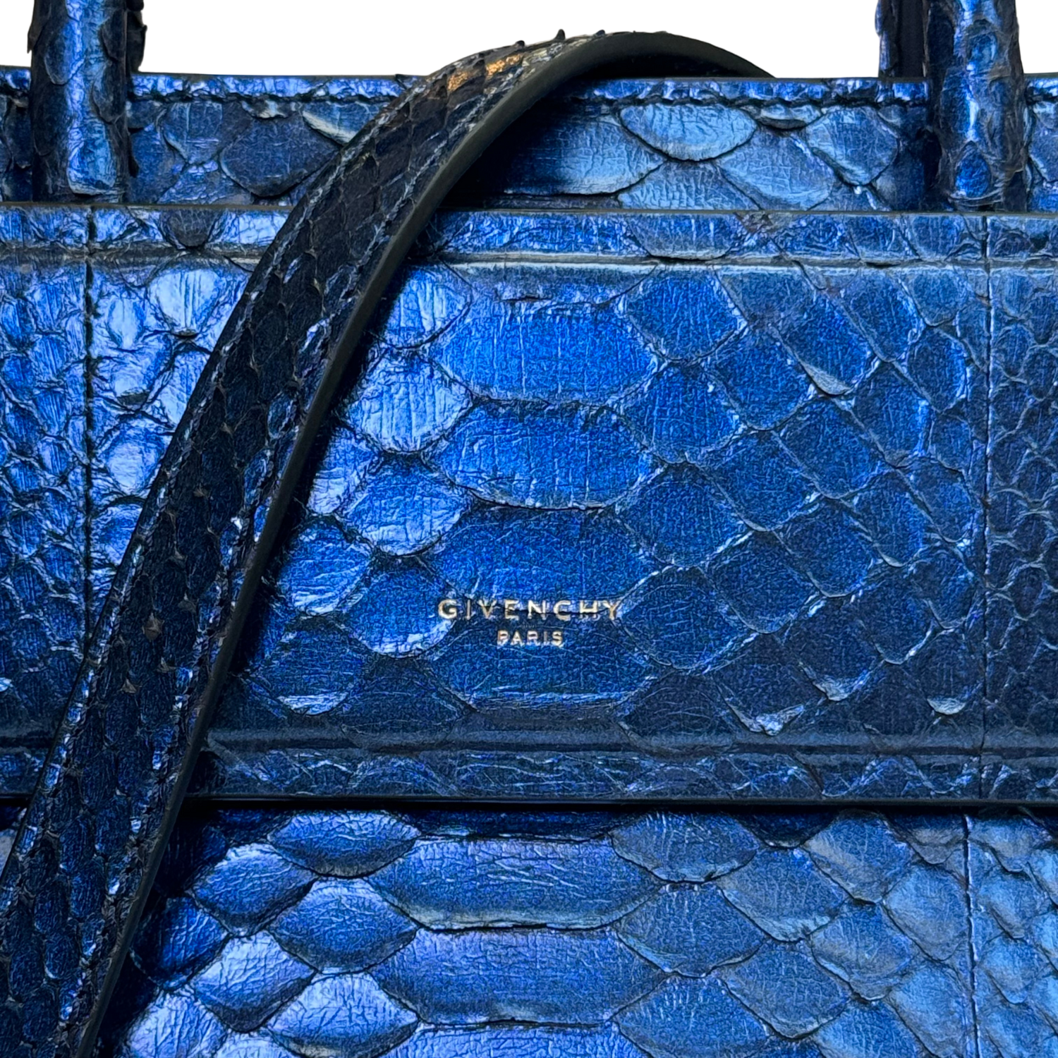 Givenchy Medium Iridescent Python Bag Blue