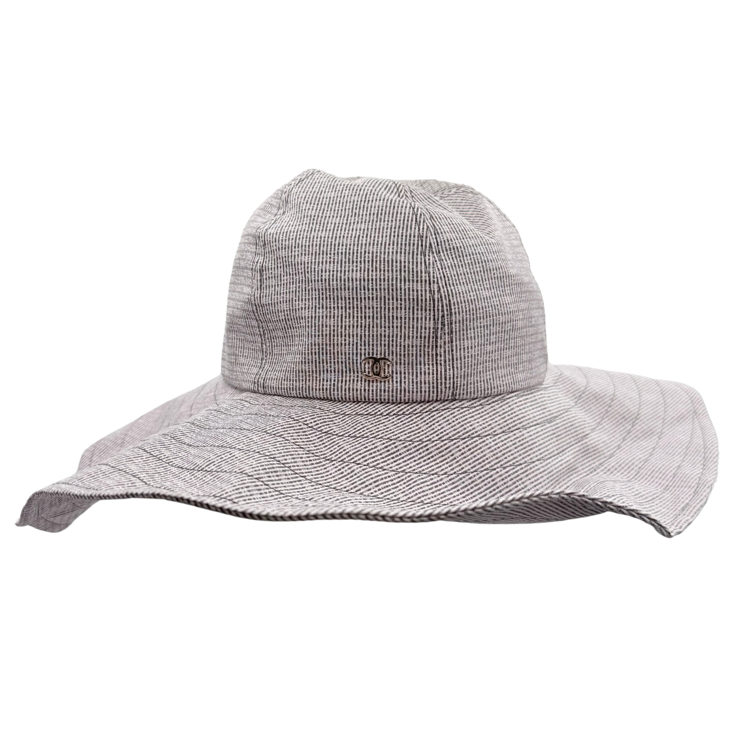 Chanel Wide Brimmed Floppy Sun Hat Striped