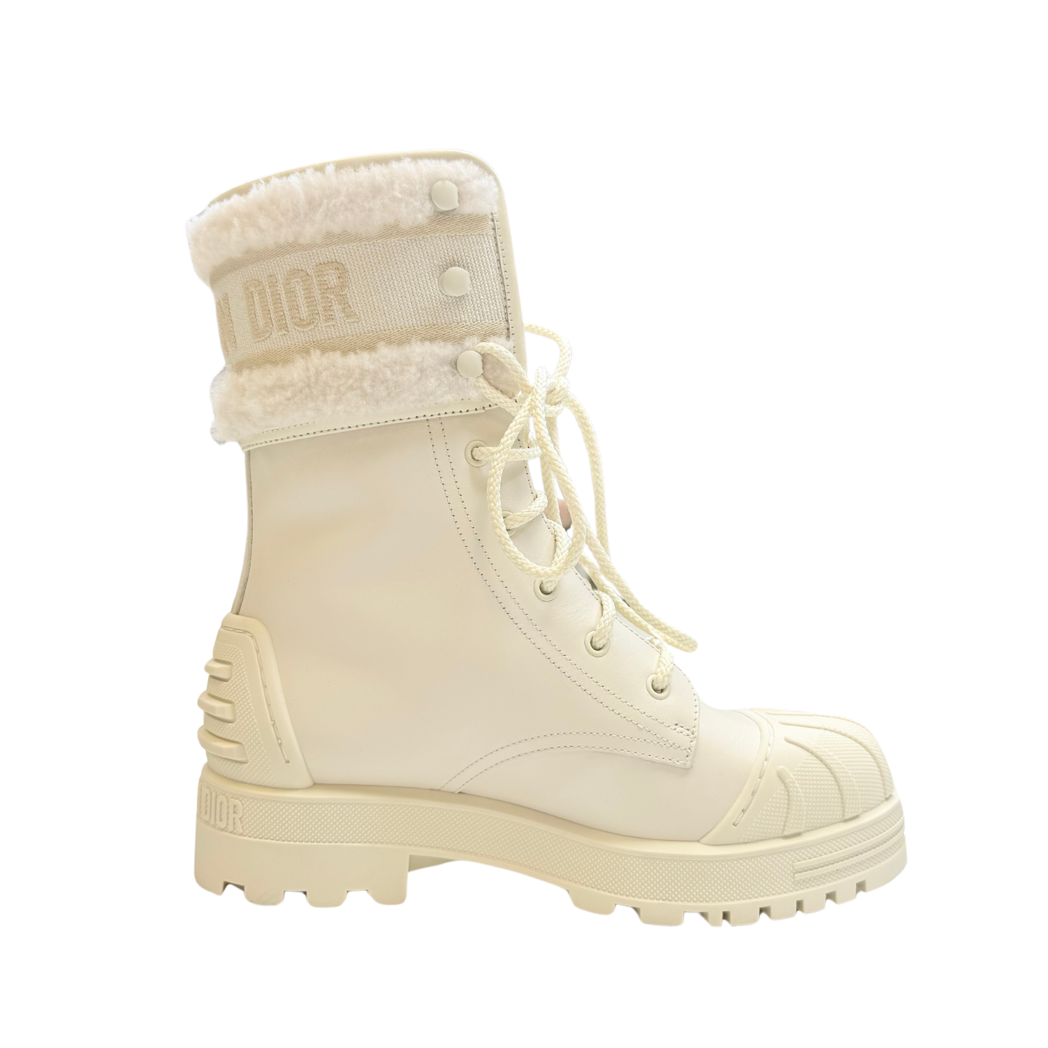 Christian Dior D-Venture Combat Boots Cream