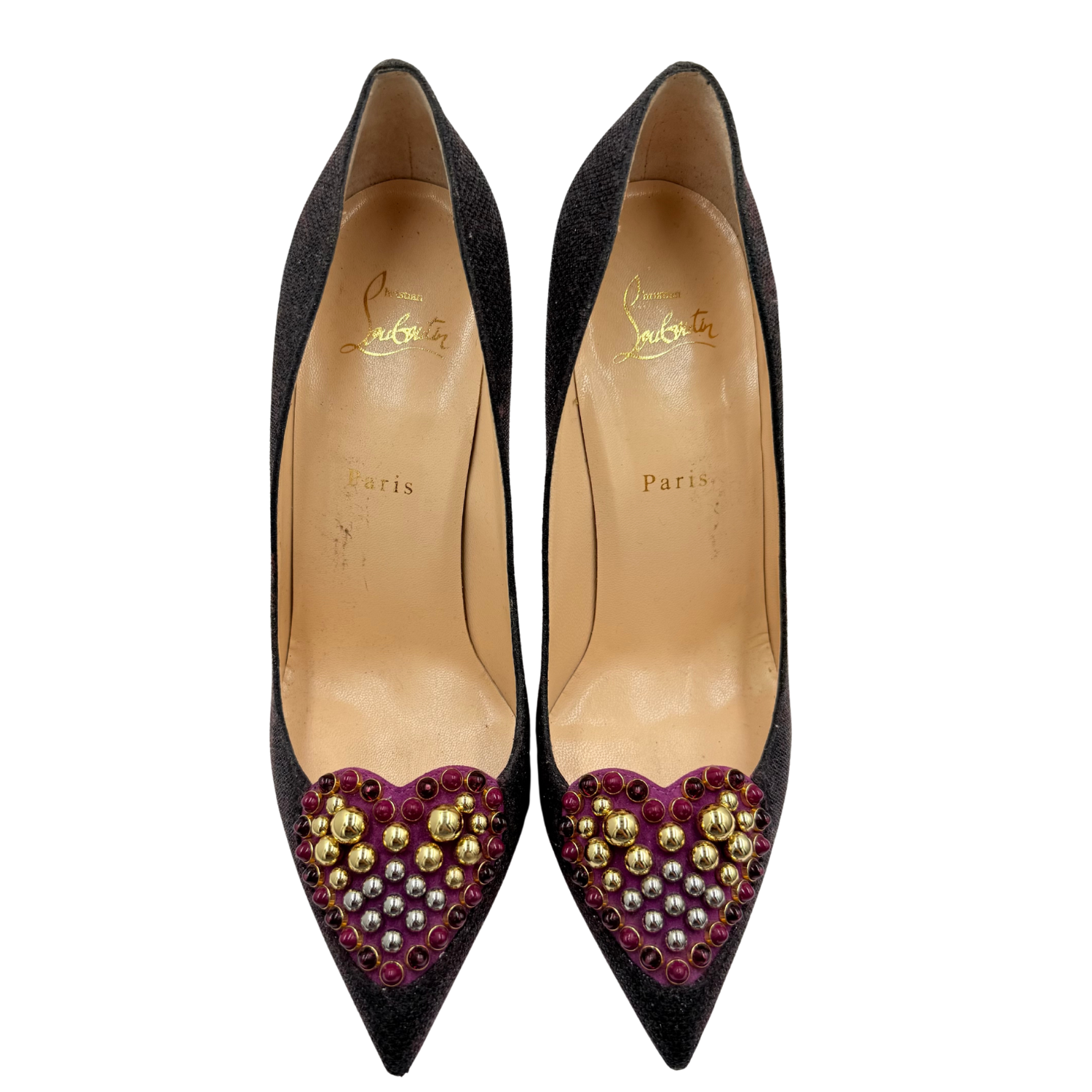 Christian Louboutin Glitter Studded Accents Pumps