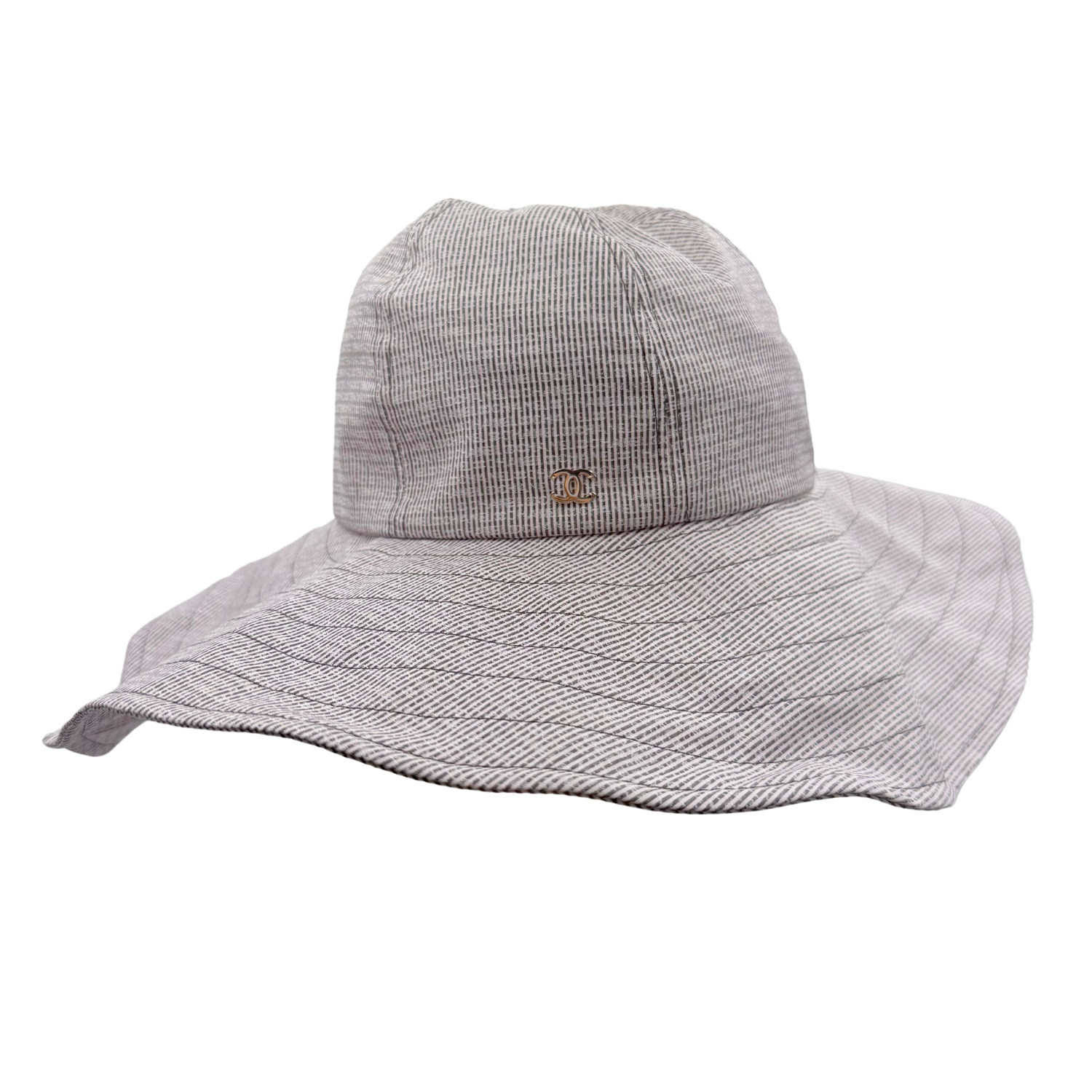 Chanel Wide Brimmed Floppy Sun Hat Striped