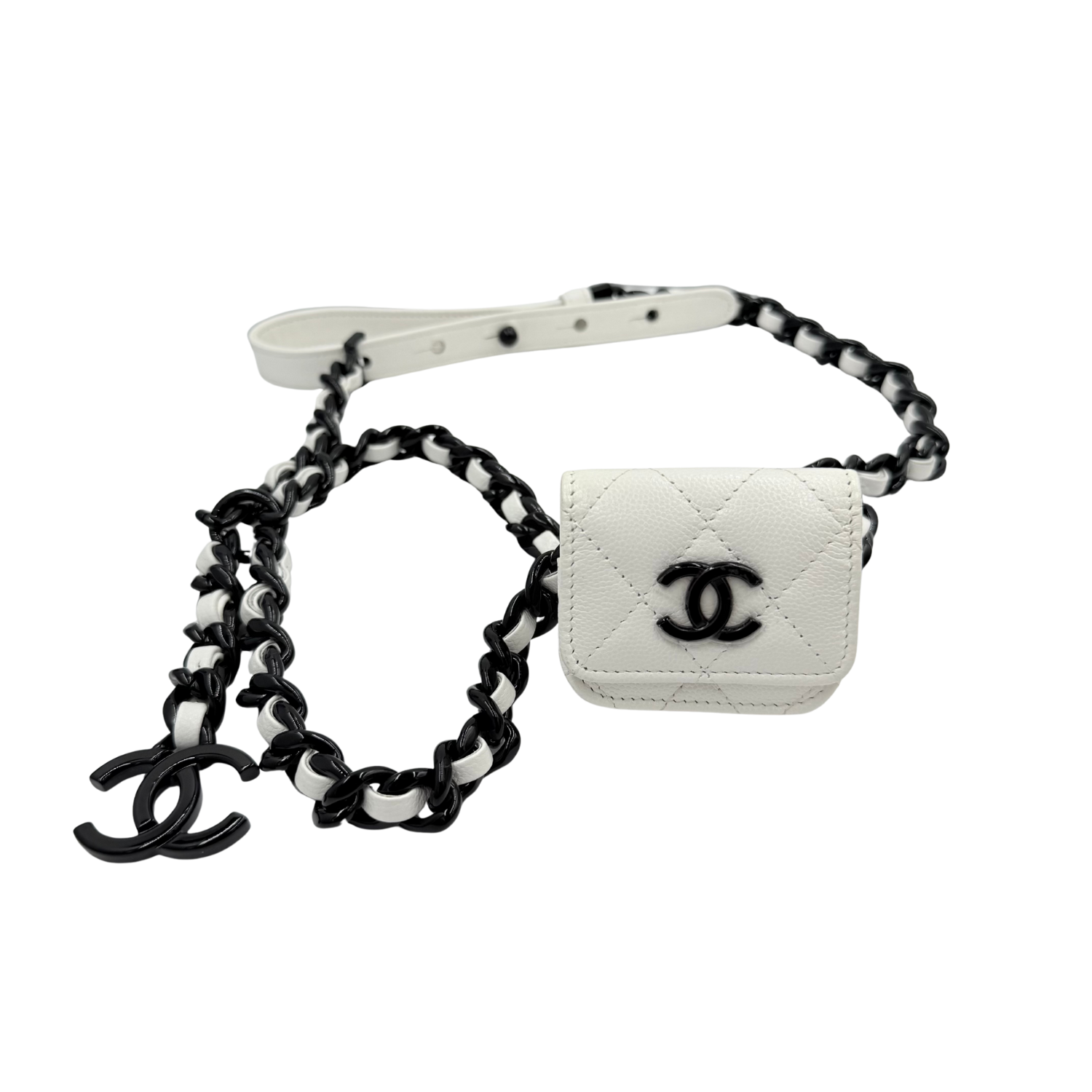 Chanel My Everything Belt Flap Airpods Holder White