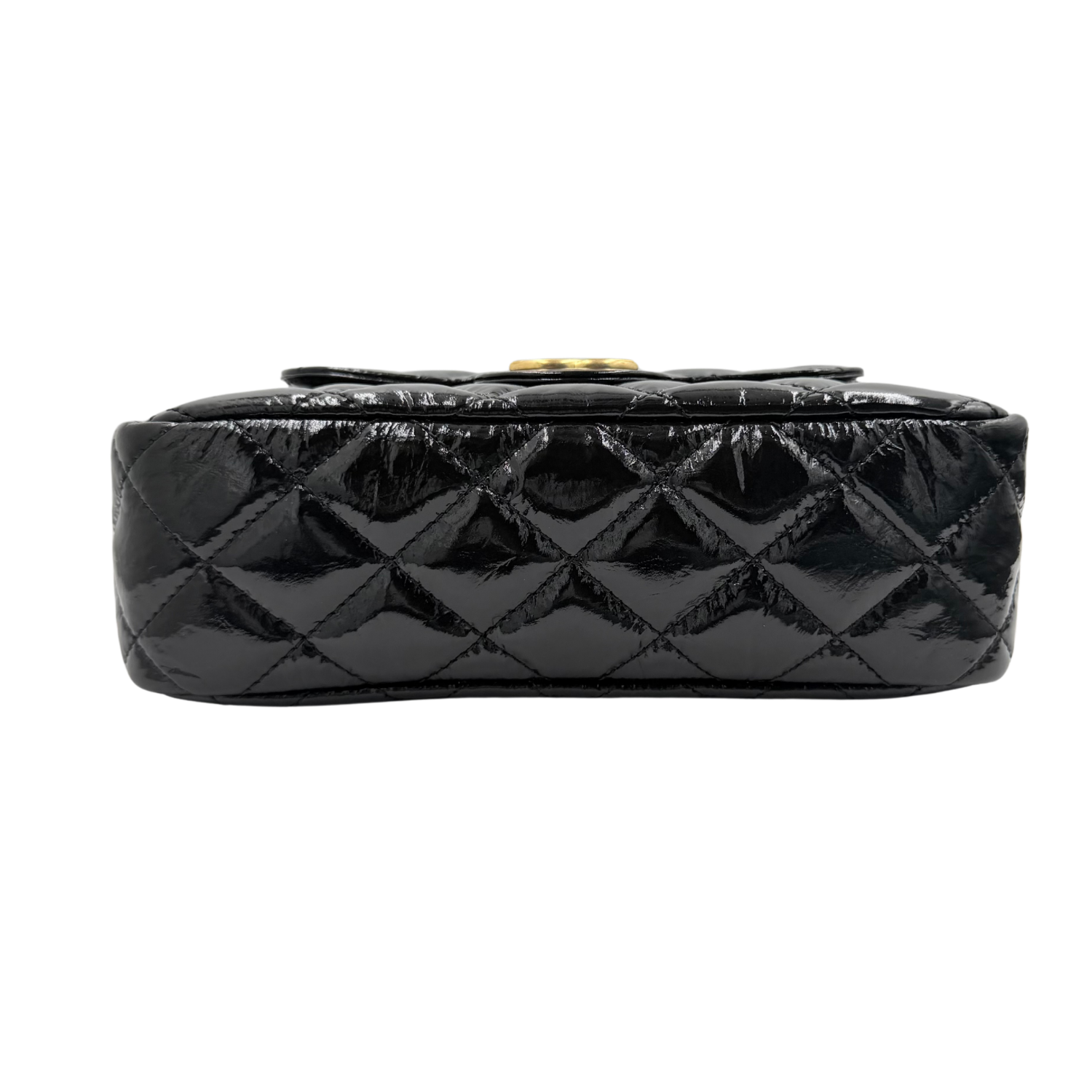 Mini Patent Leather Wave Hobo Bag Black