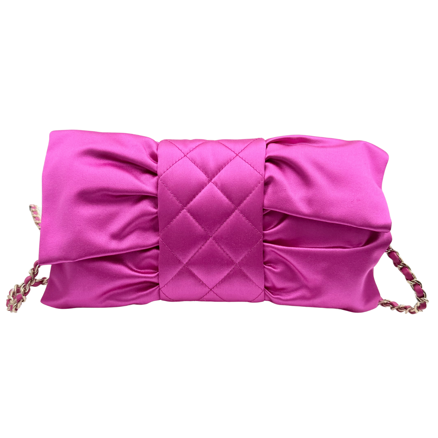 Chanel Quilted Bow Clutch Fuschia